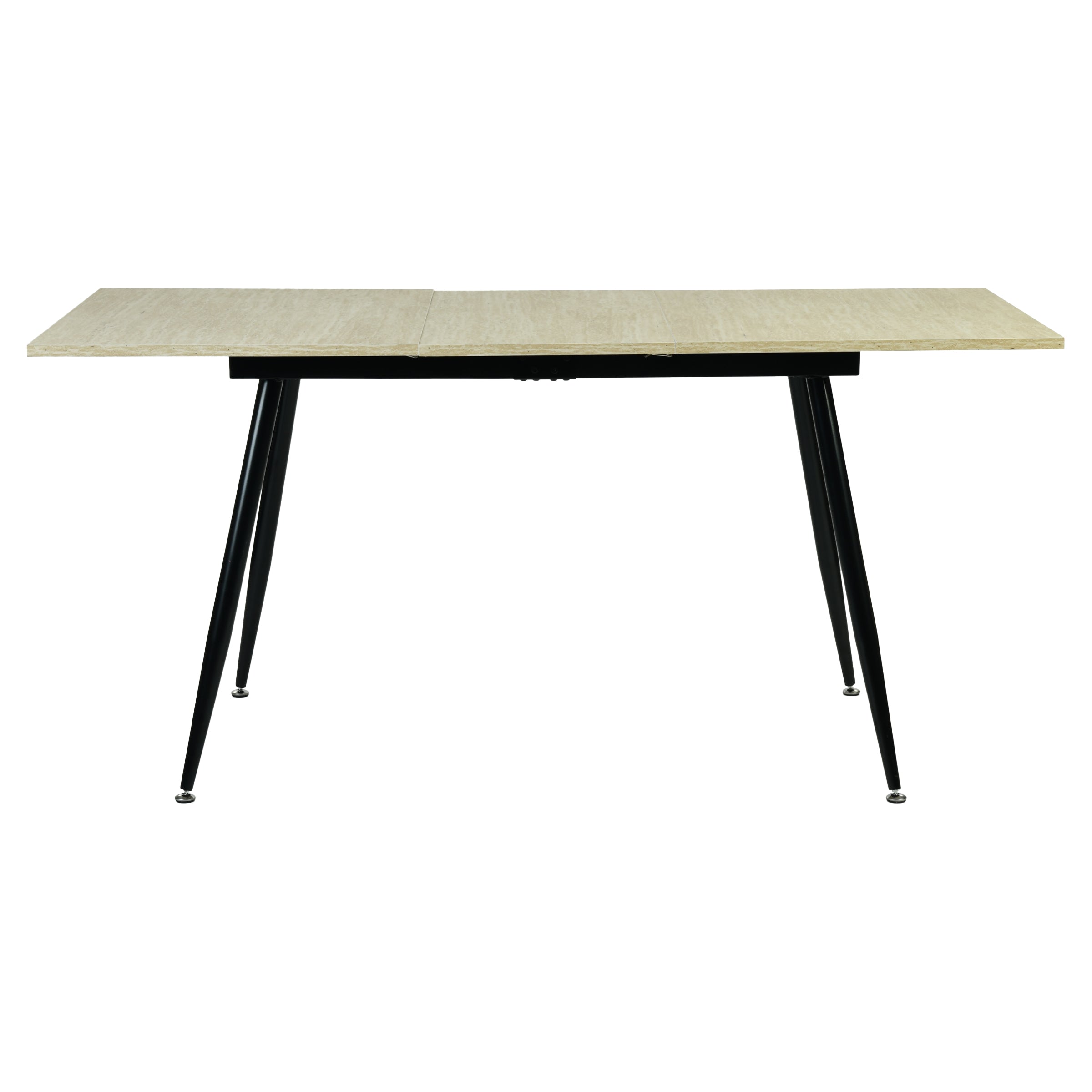 WHALEN YELLOW TRAVERTINE STRETCH TABLE BLACK LEG. - Yellow Travertine Extendable Effect Dining Table