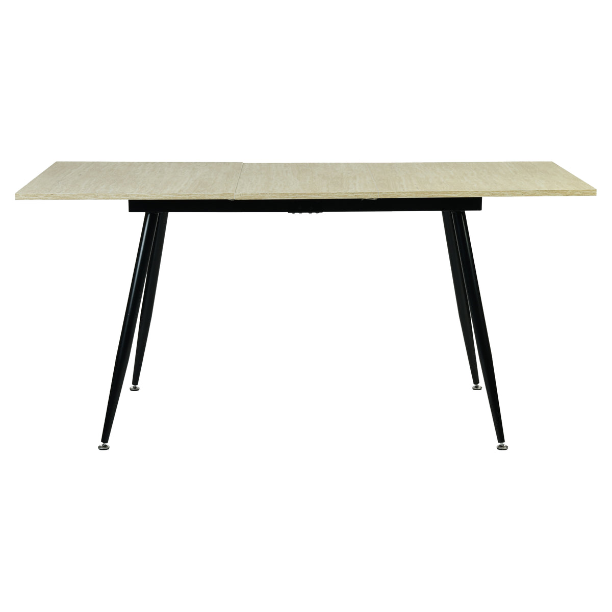 WHALEN YELLOW TRAVERTINE STRETCH TABLE BLACK LEG. - Yellow Travertine Extendable Effect Dining Table