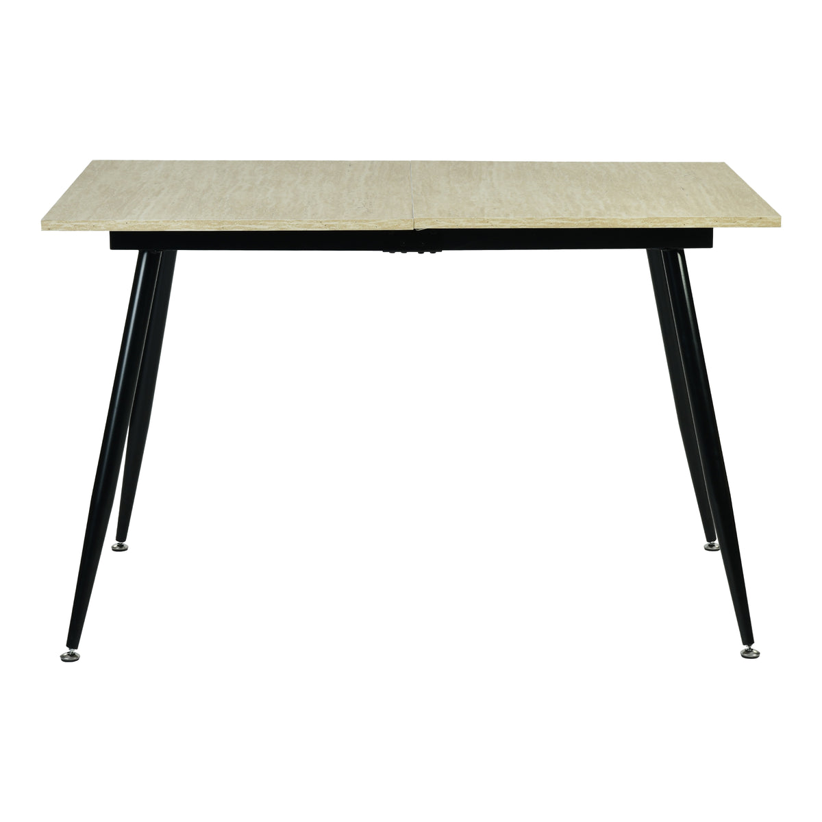 WHALEN YELLOW TRAVERTINE STRETCH TABLE BLACK LEG. - Yellow Travertine Extendable Effect Dining Table