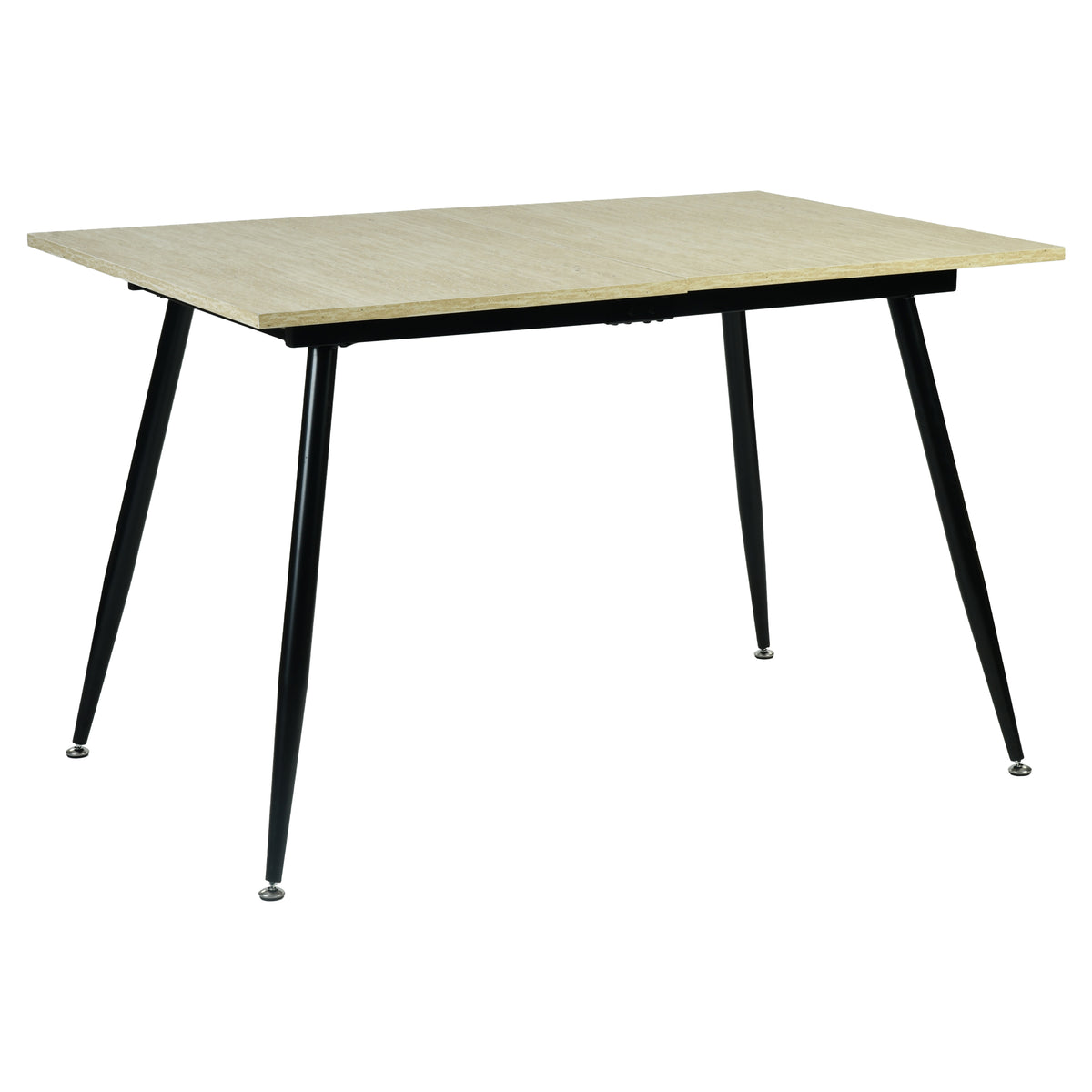 WHALEN YELLOW TRAVERTINE STRETCH TABLE BLACK LEG. - Yellow Travertine Extendable Effect Dining Table