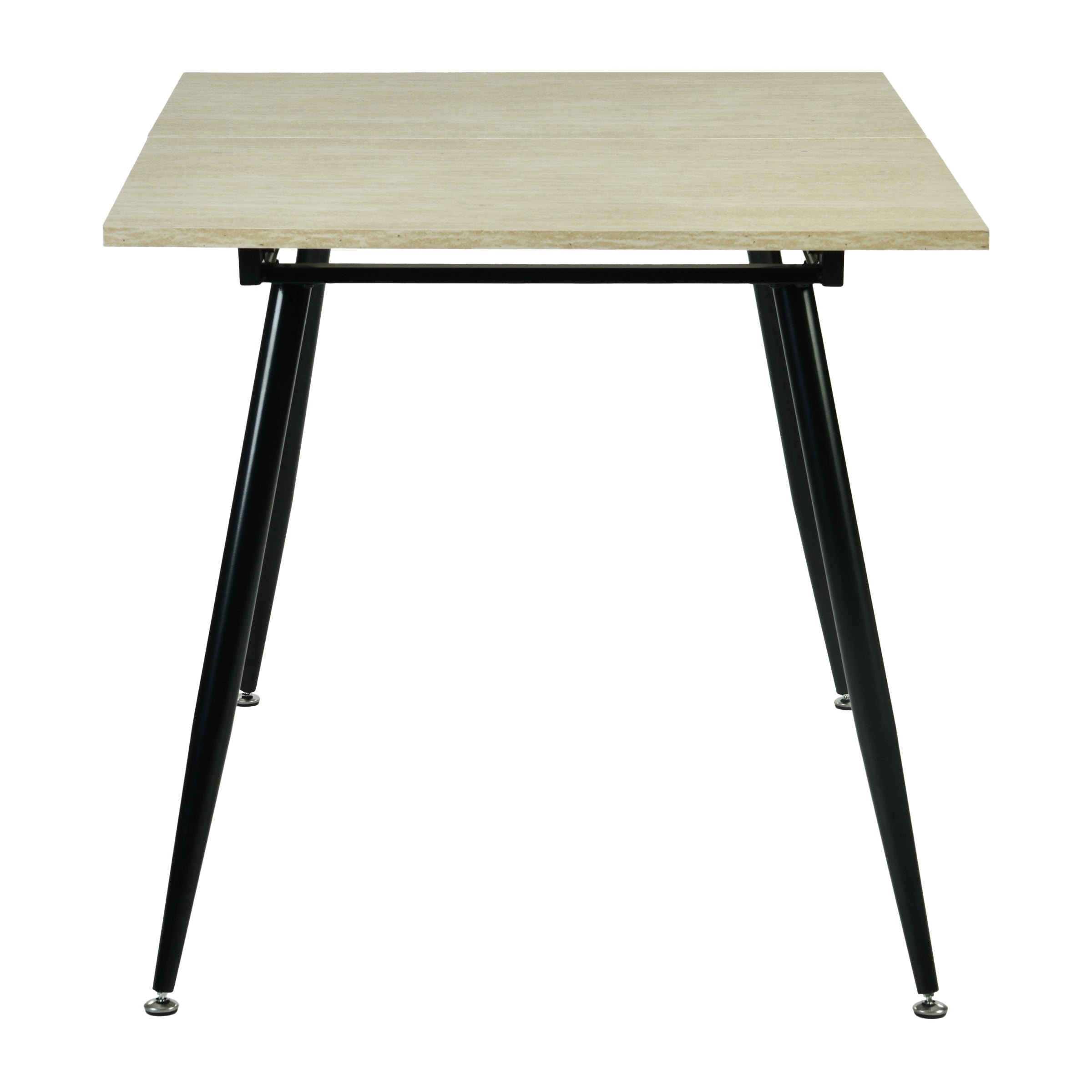 WHALEN YELLOW TRAVERTINE STRETCH TABLE BLACK LEG. - Yellow Travertine Extendable Effect Dining Table