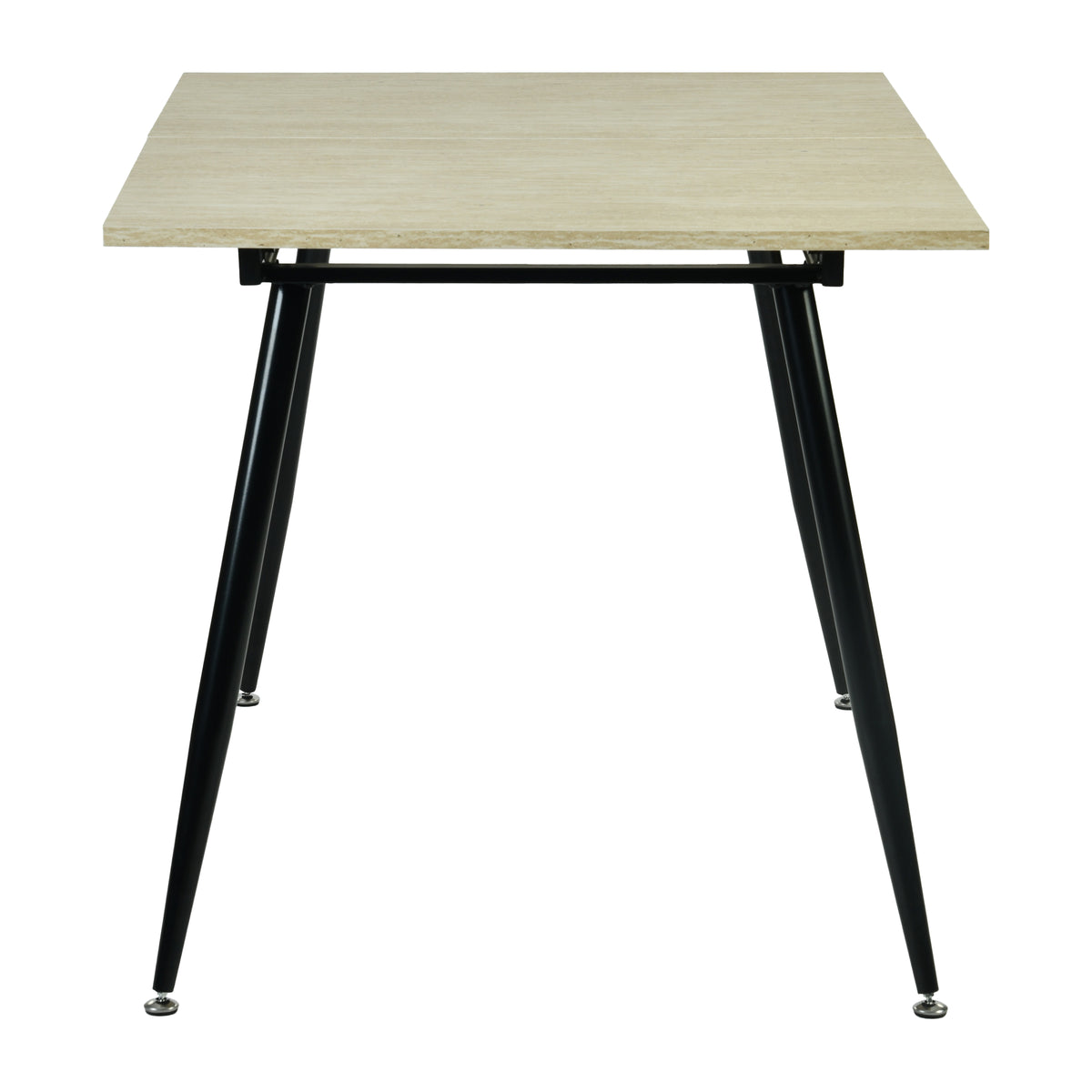 WHALEN YELLOW TRAVERTINE STRETCH TABLE BLACK LEG. - Yellow Travertine Extendable Effect Dining Table