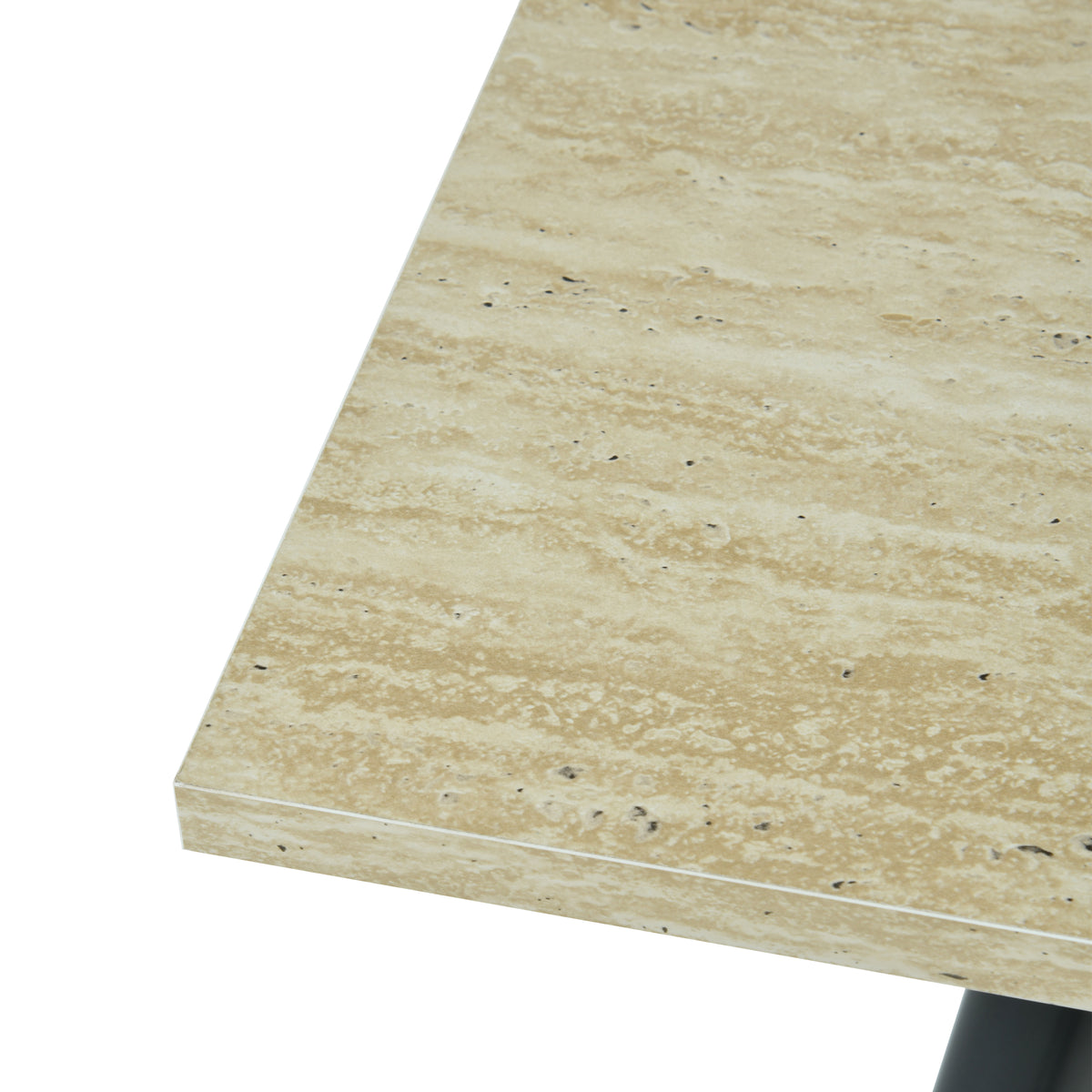 WHALEN YELLOW TRAVERTINE STRETCH TABLE BLACK LEG. - Yellow Travertine Extendable Effect Dining Table