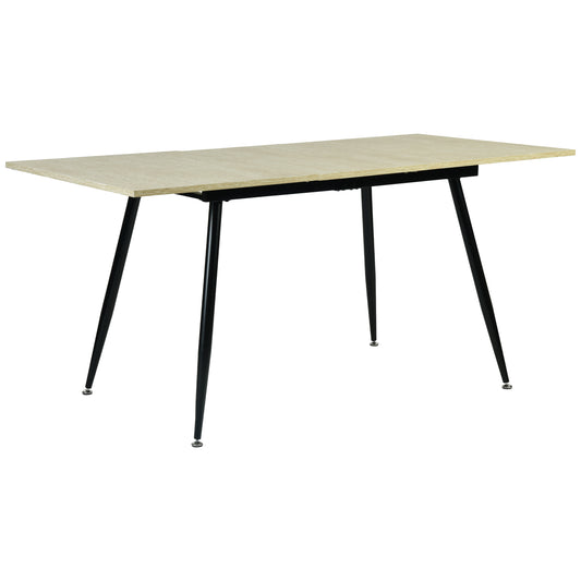 WHALEN YELLOW TRAVERTINE STRETCH TABLE BLACK LEG. - Yellow Travertine Extendable Effect Dining Table