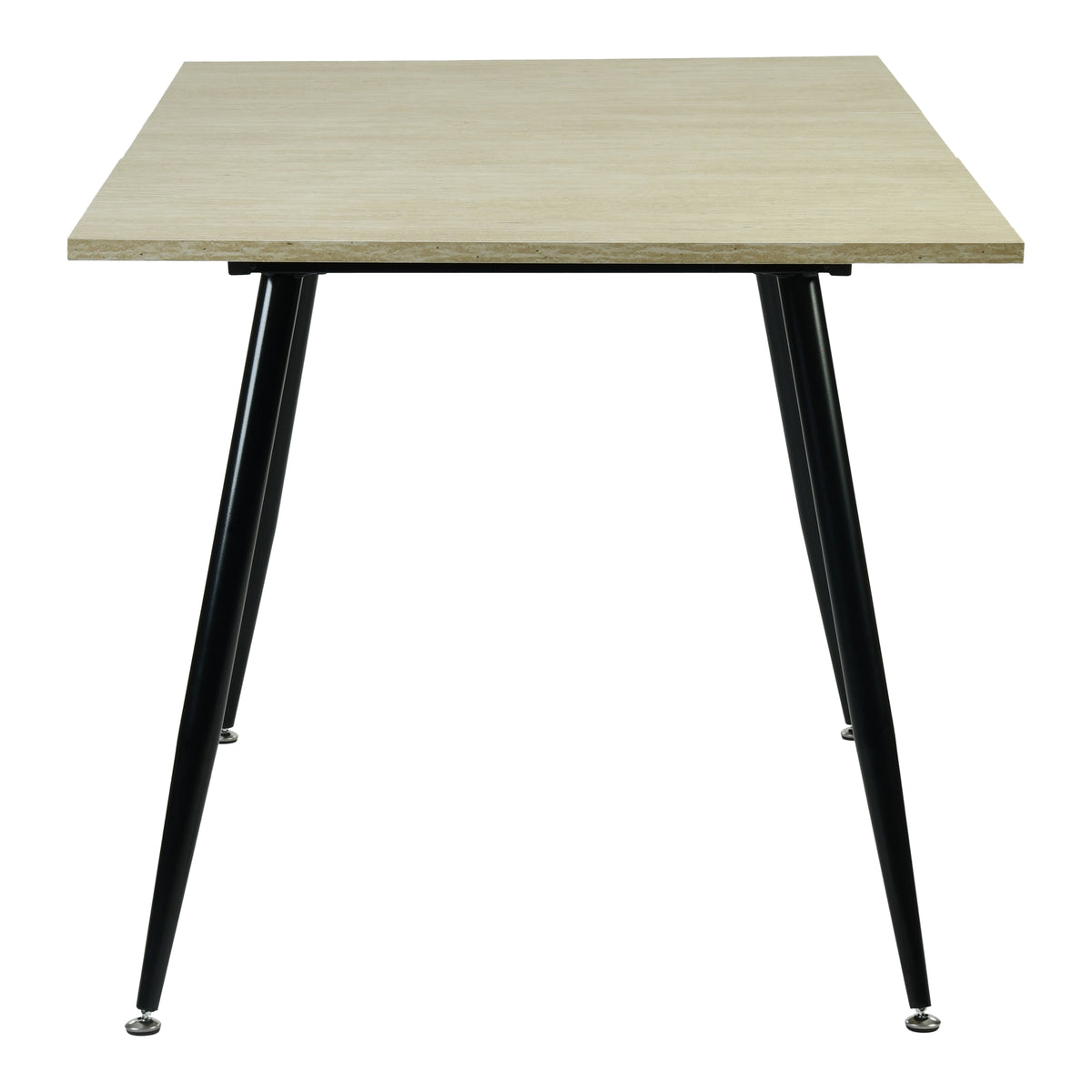 WHALEN YELLOW TRAVERTINE STRETCH TABLE BLACK LEG. - Yellow Travertine Extendable Effect Dining Table