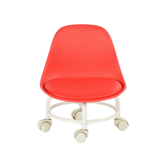Modern Red Rolling Stool, Metal & PP Seat - WINNEY