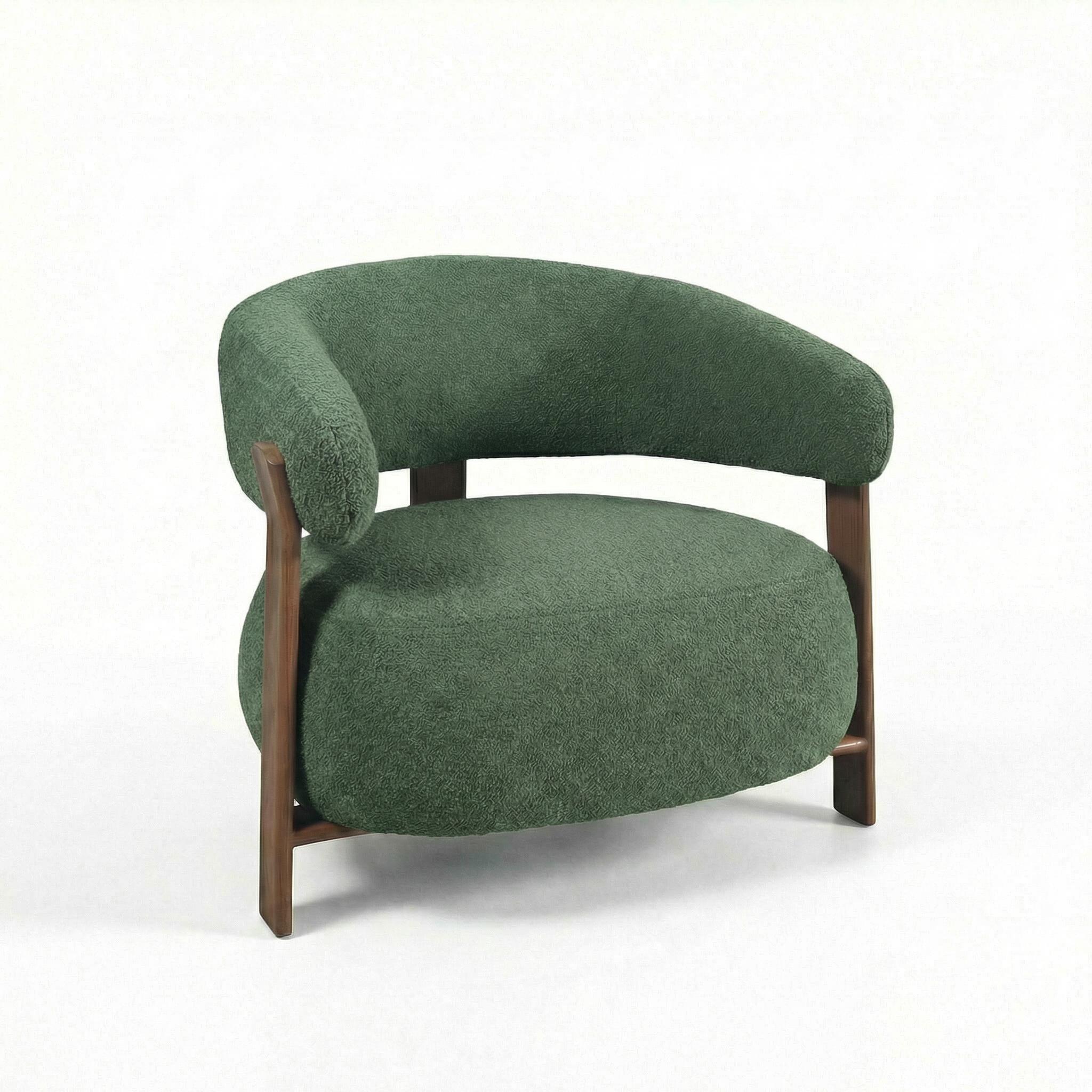 Modern Green Chaise, Wooden Frame & Fabric – XELPHIRA