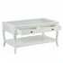 Elegant White Coffee Table with Glass Top and Drawer – XENO