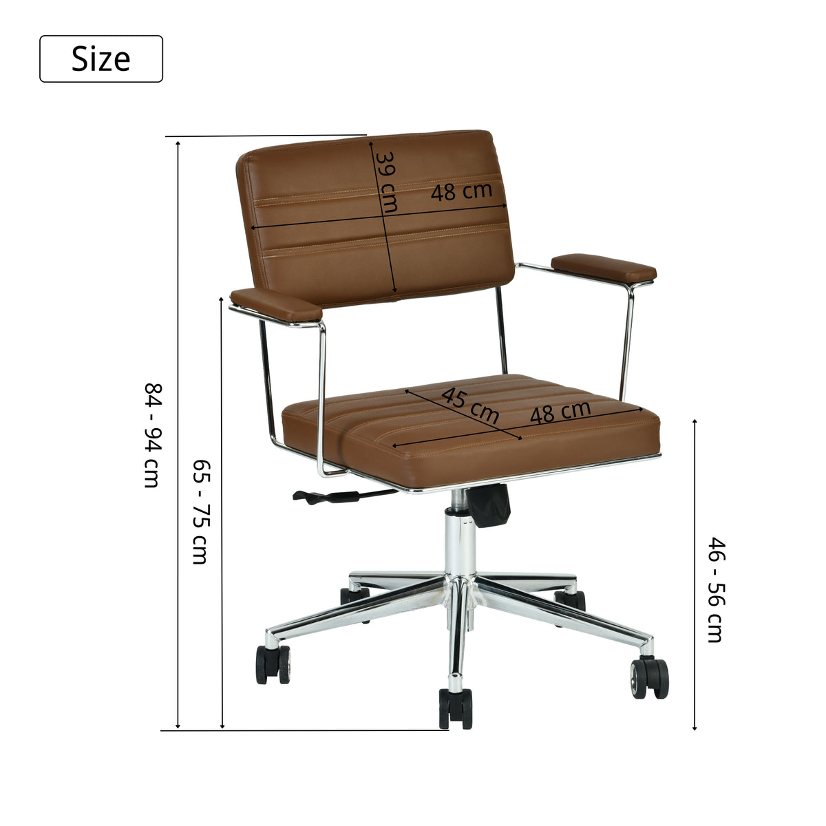 Modern Leather Office Chair, Electroplated Steel Frame - XERLON
