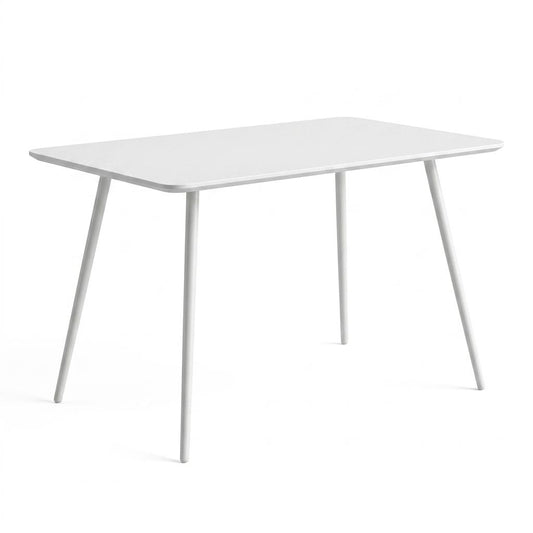 Modern Rectangular Dining Table, White MDF, Steel Support - XUSURS