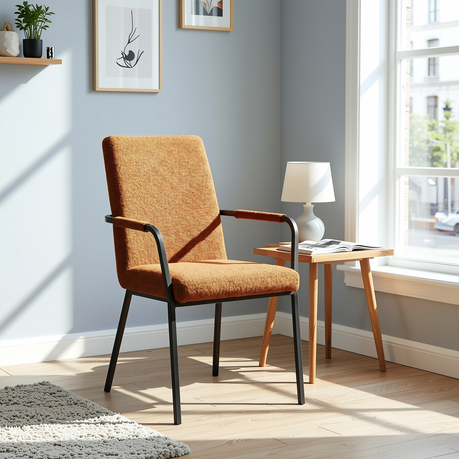 Divorcement Modern Black Dining Chair, Bamboo Fiberboard & BERGO Fabric - XYLAR