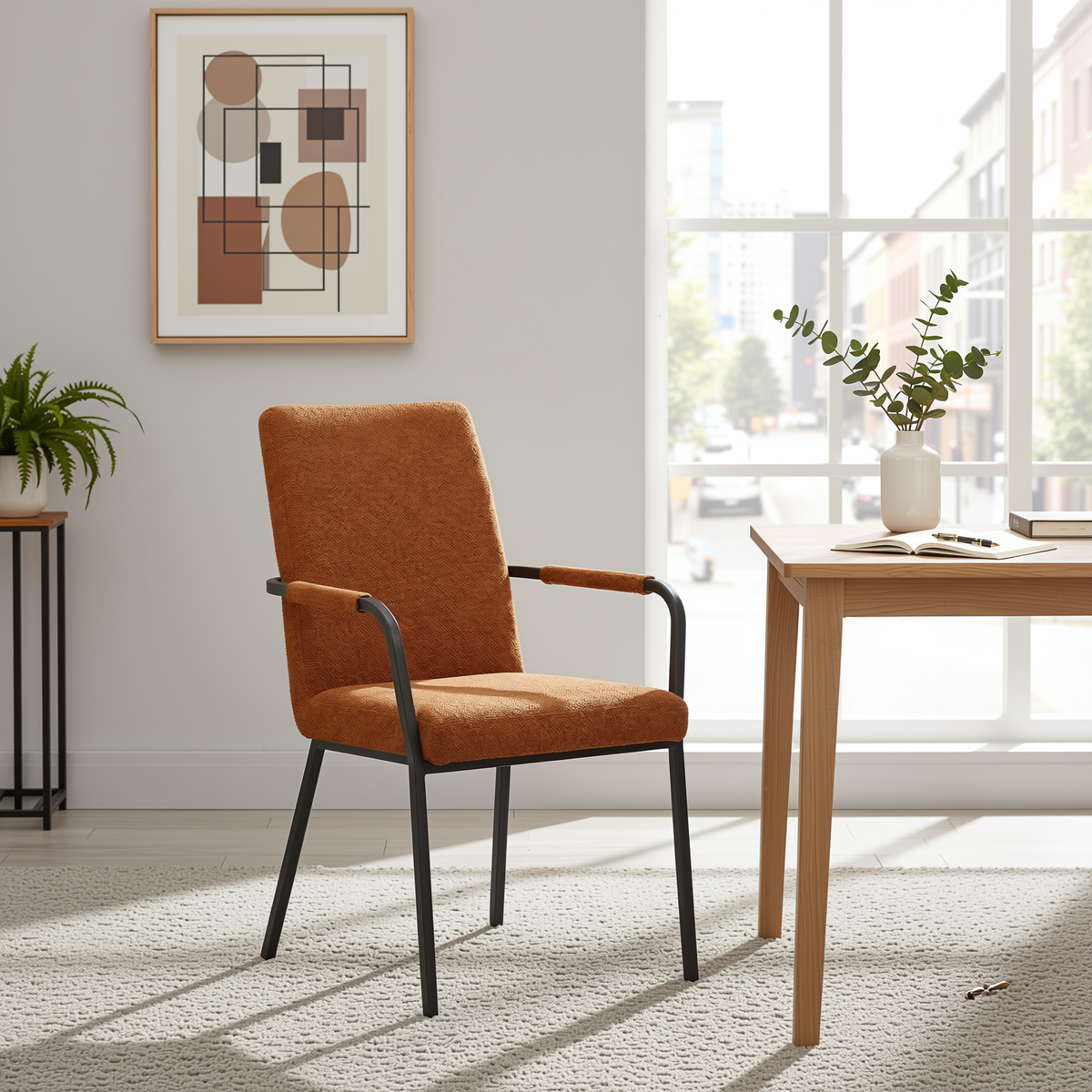 Divorcement Modern Black Dining Chair, Bamboo Fiberboard & BERGO Fabric - XYLAR