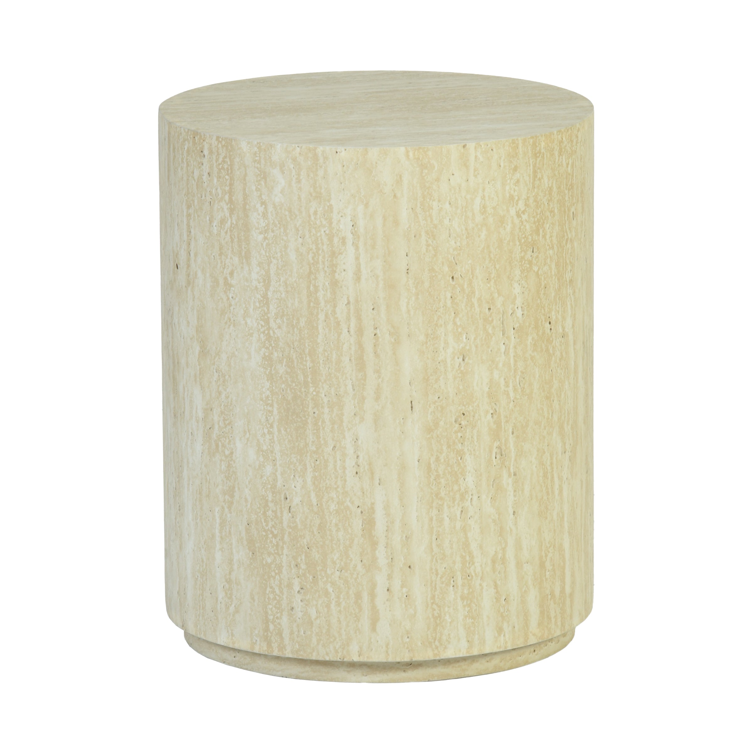 Modern Stone-Look Round Side Table Minimalist Cylinder End Table – YARAQ