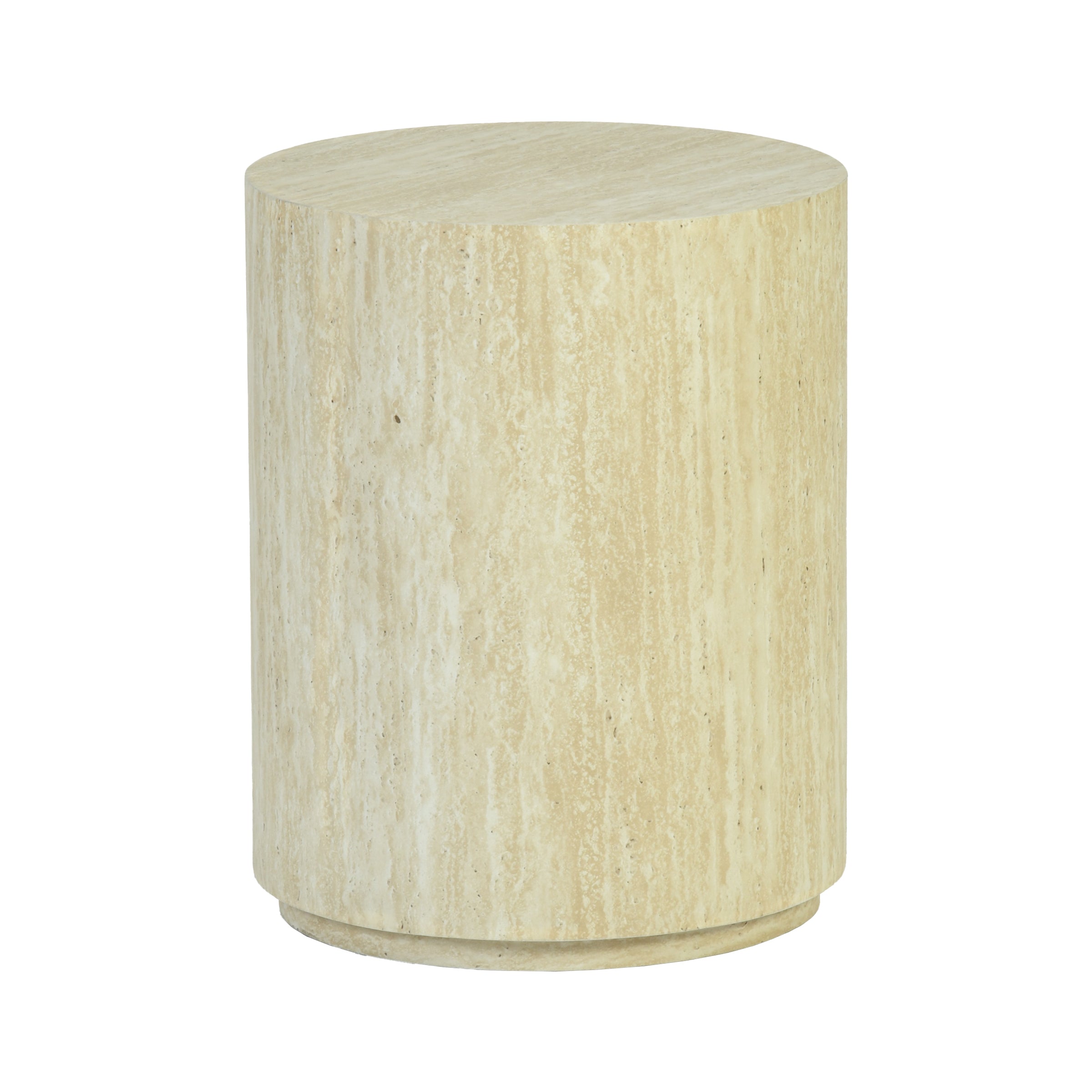 Modern Stone-Look Round Side Table Minimalist Cylinder End Table – YARAQ