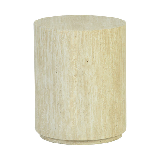 Modern Stone-Look Round Side Table Minimalist Cylinder End Table – YARAQ
