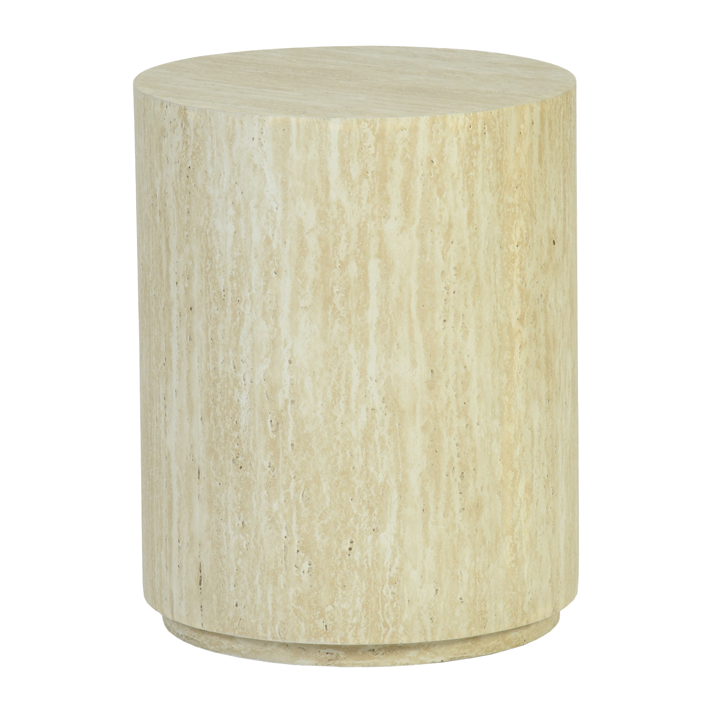 Modern Stone-Look Round Side Table Minimalist Cylinder End Table – YARAQ