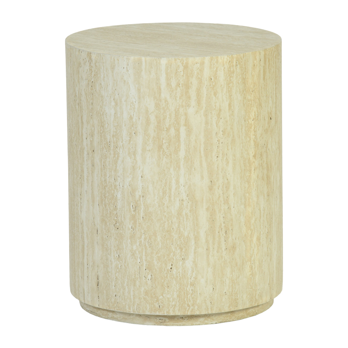 Modern Stone-Look Round Side Table Minimalist Cylinder End Table – YARAQ