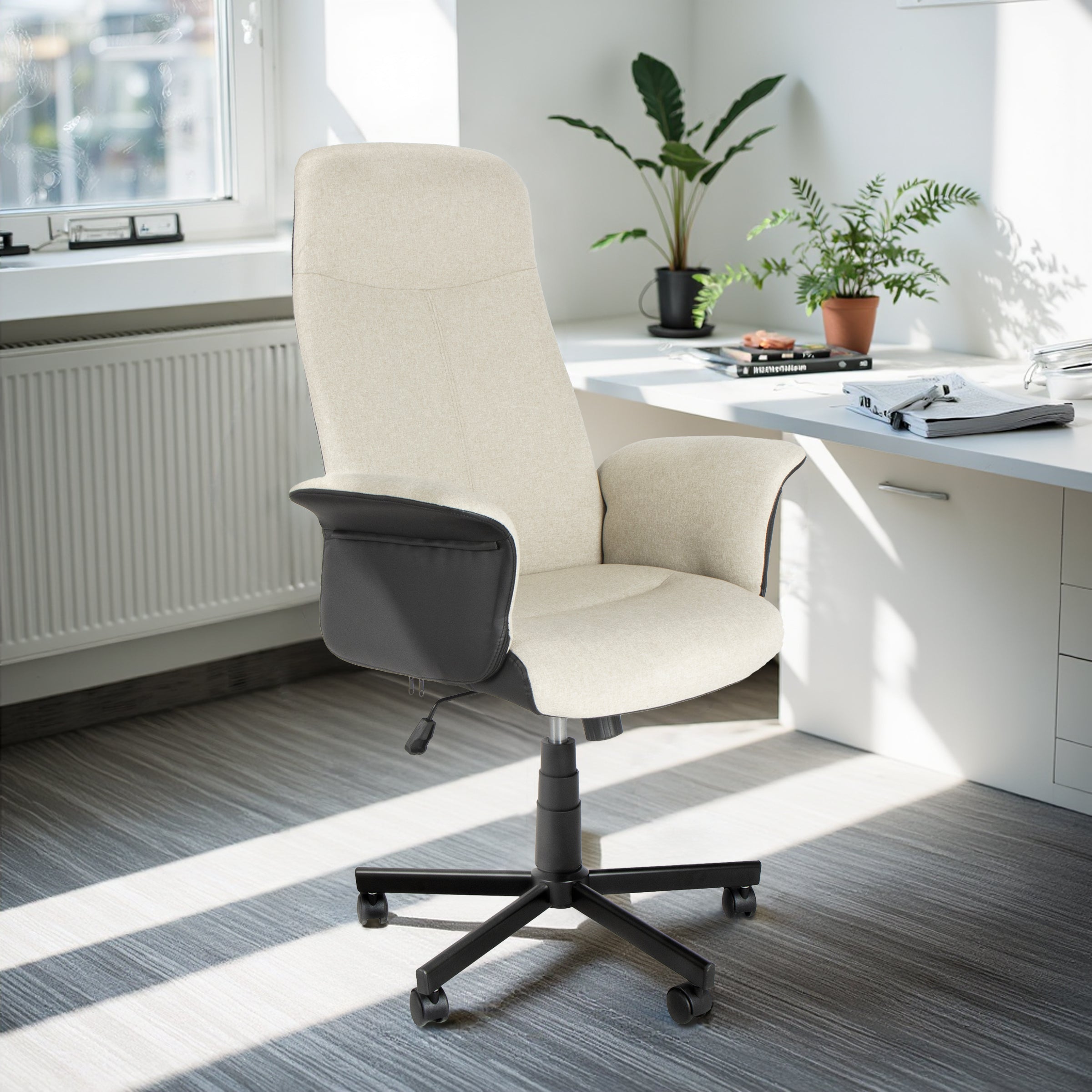 Modern Ergonomic Office Chair, PU & Fabric Upholstery - YAVEH