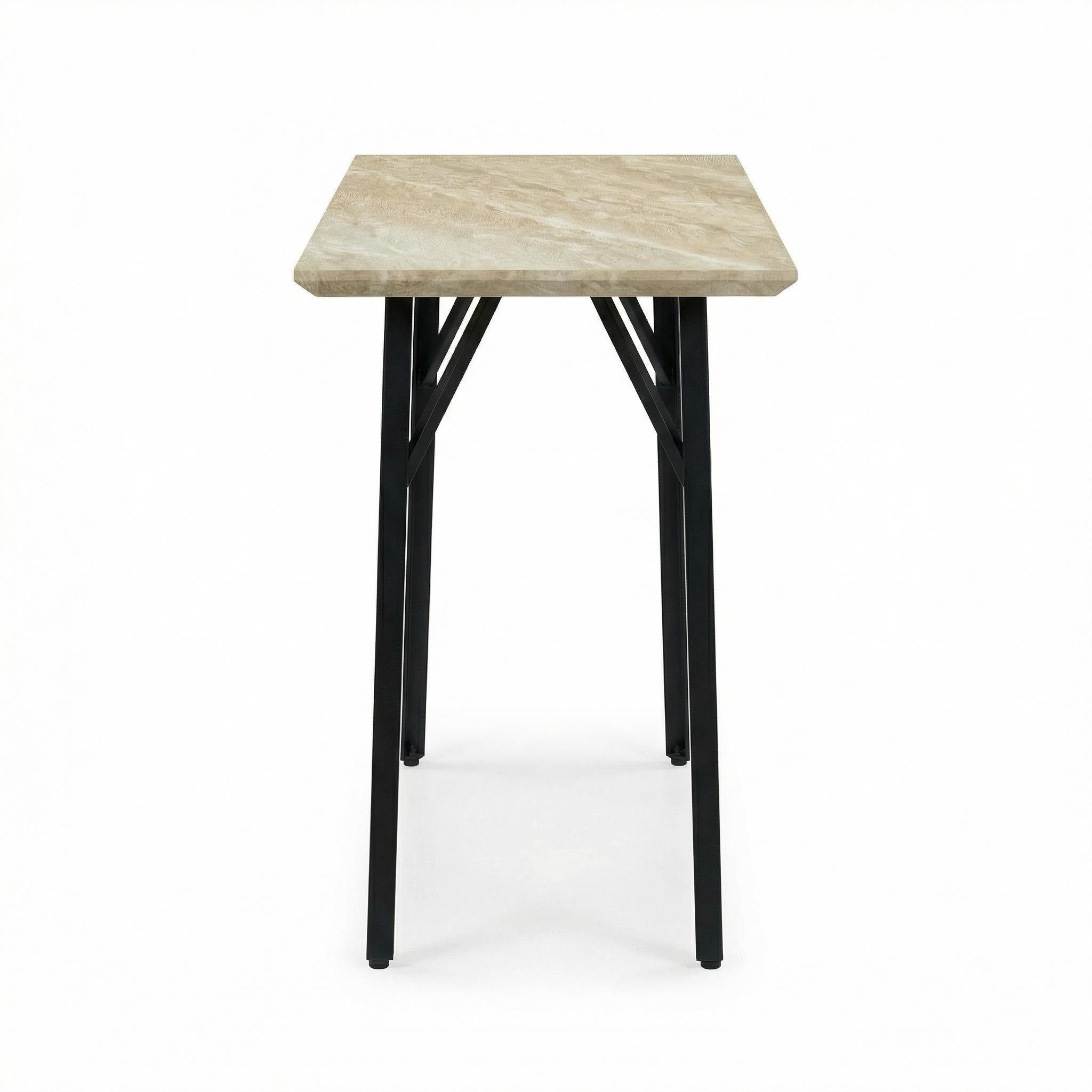Travertine-Effect Industrial Bar Table - YAZ TRAVERTINE