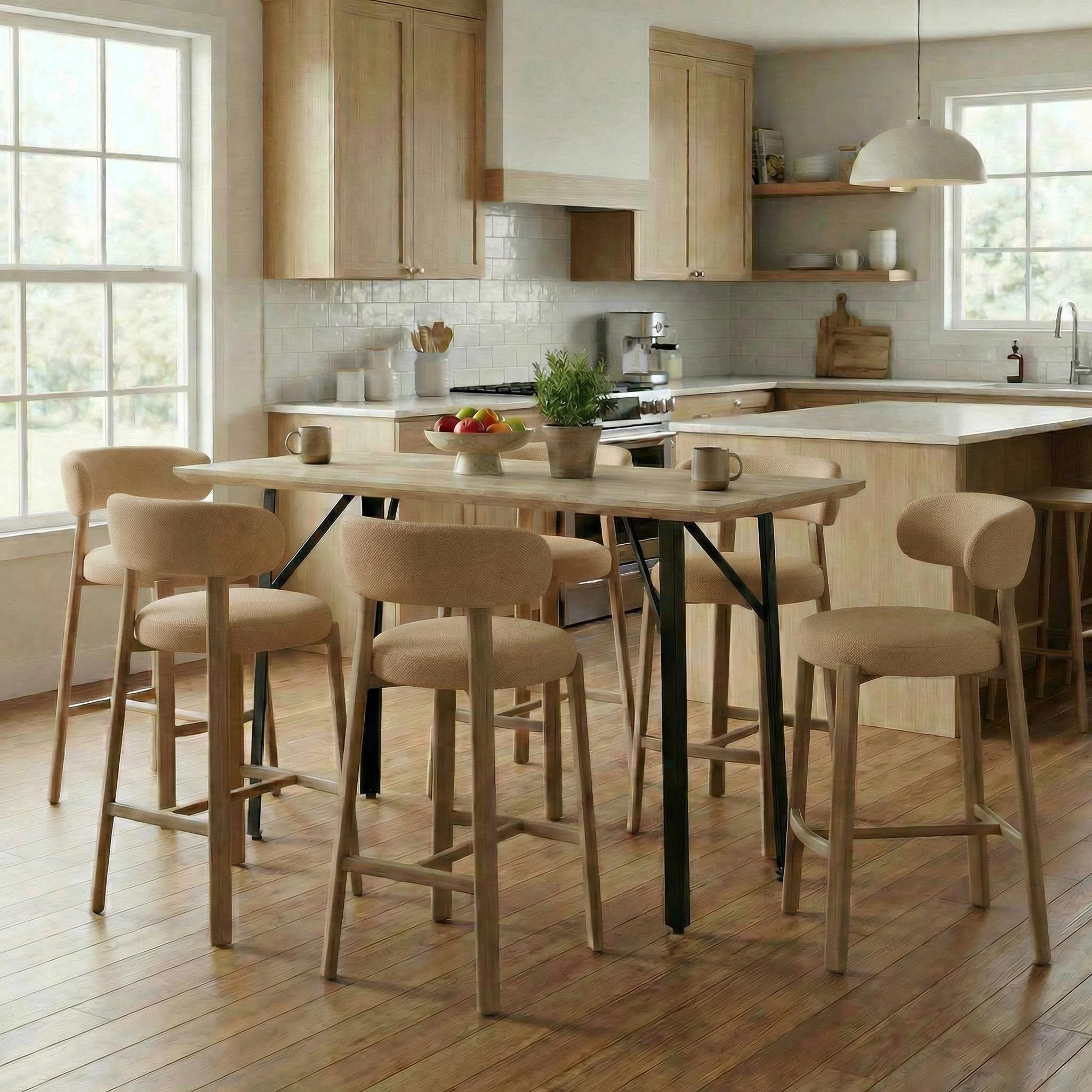 Travertine-Effect Industrial Bar Table - YAZ TRAVERTINE