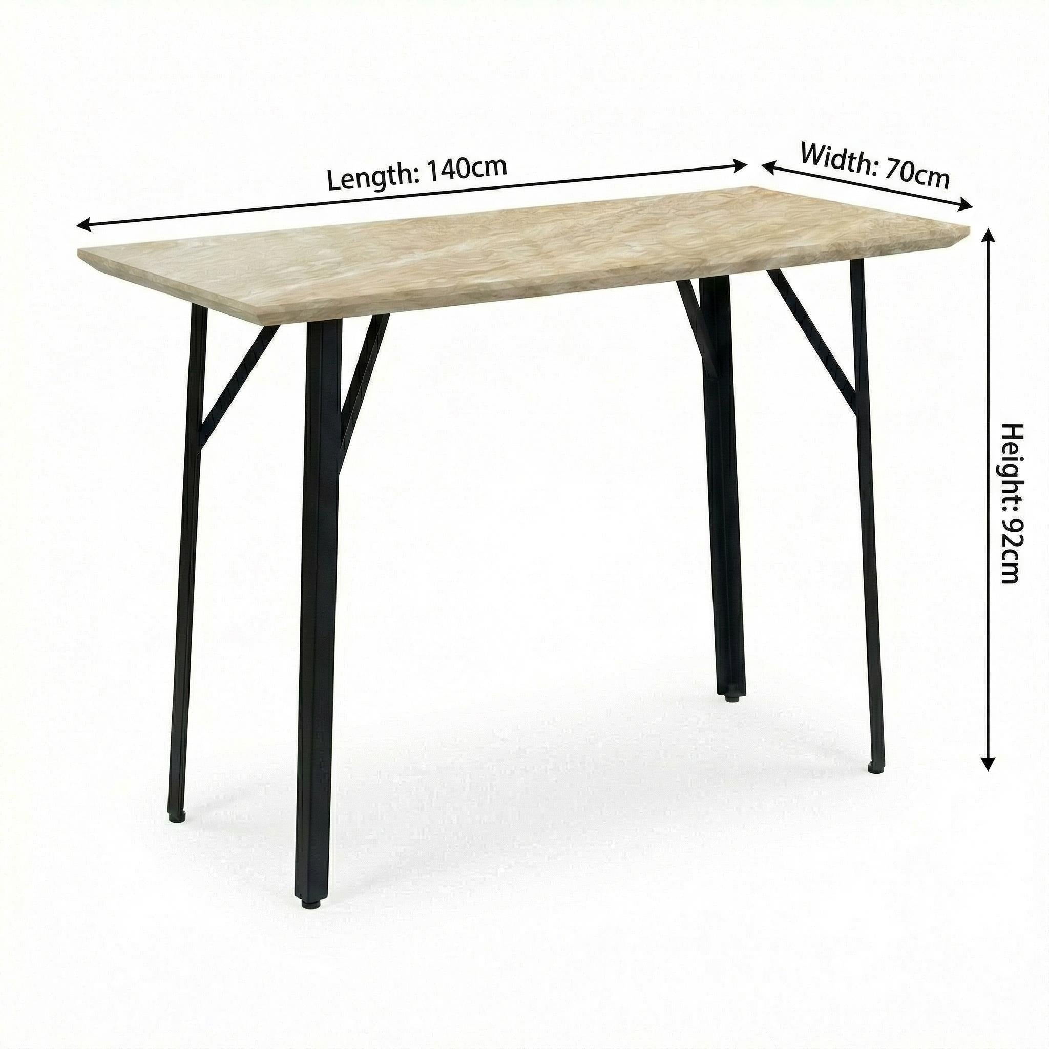 Travertine-Effect Industrial Bar Table - YAZ TRAVERTINE