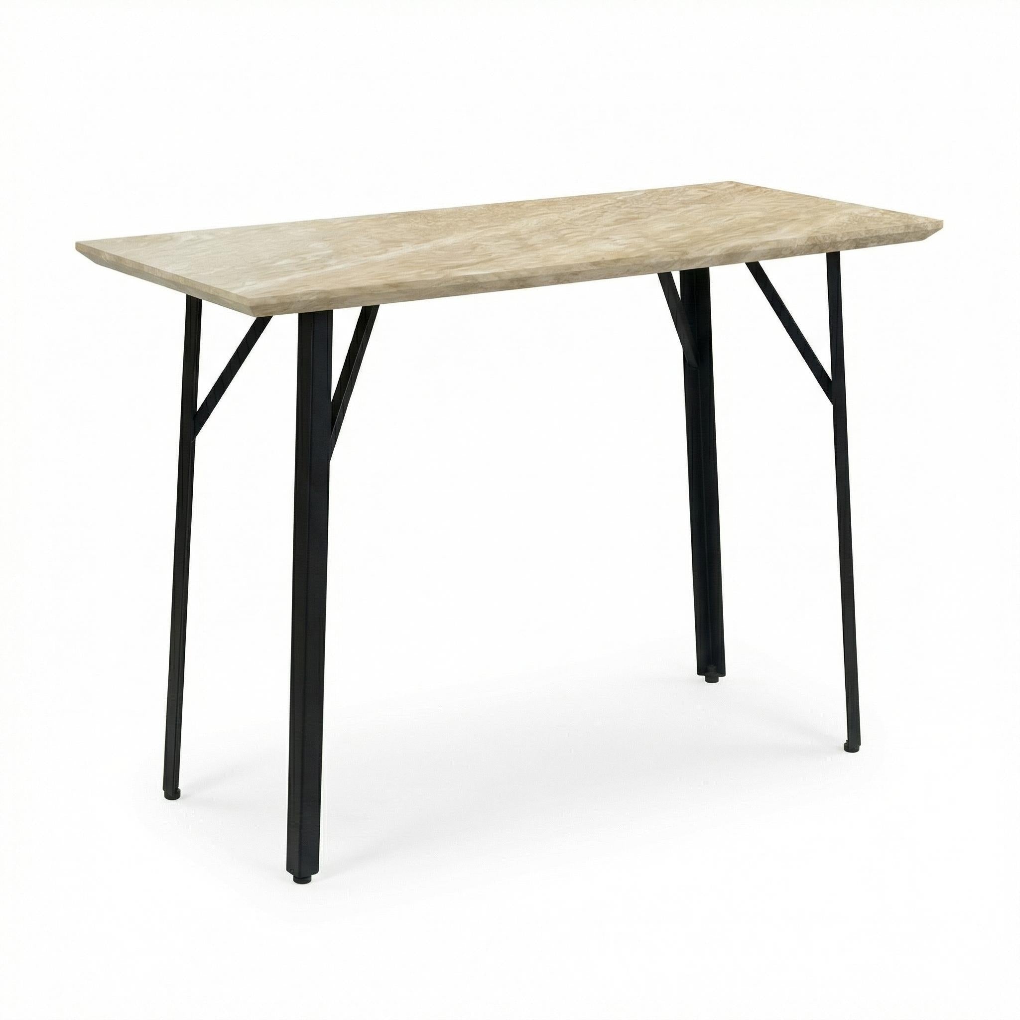 Travertine-Effect Industrial Bar Table - YAZ TRAVERTINE