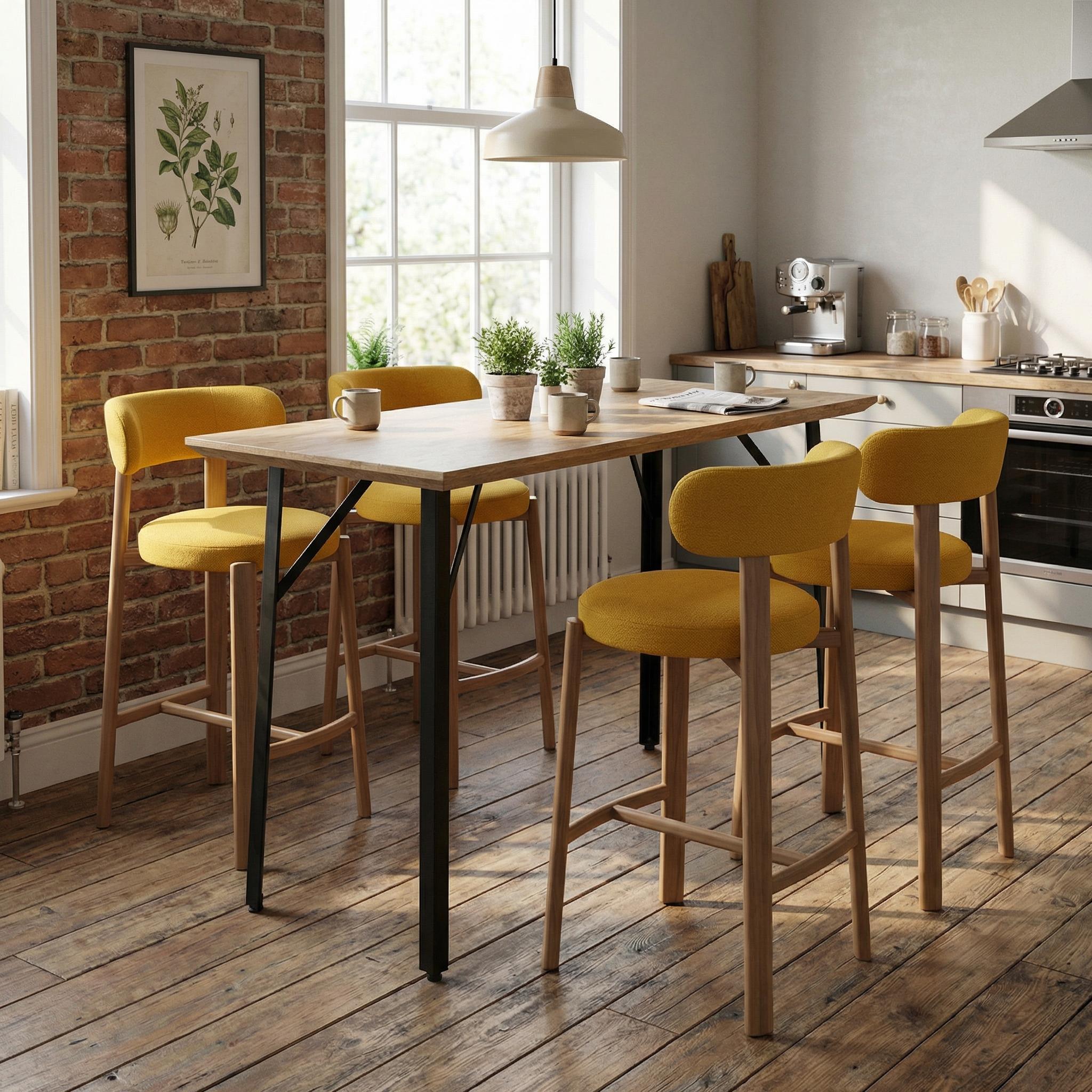 Travertine-Effect Industrial Bar Table - YAZ TRAVERTINE