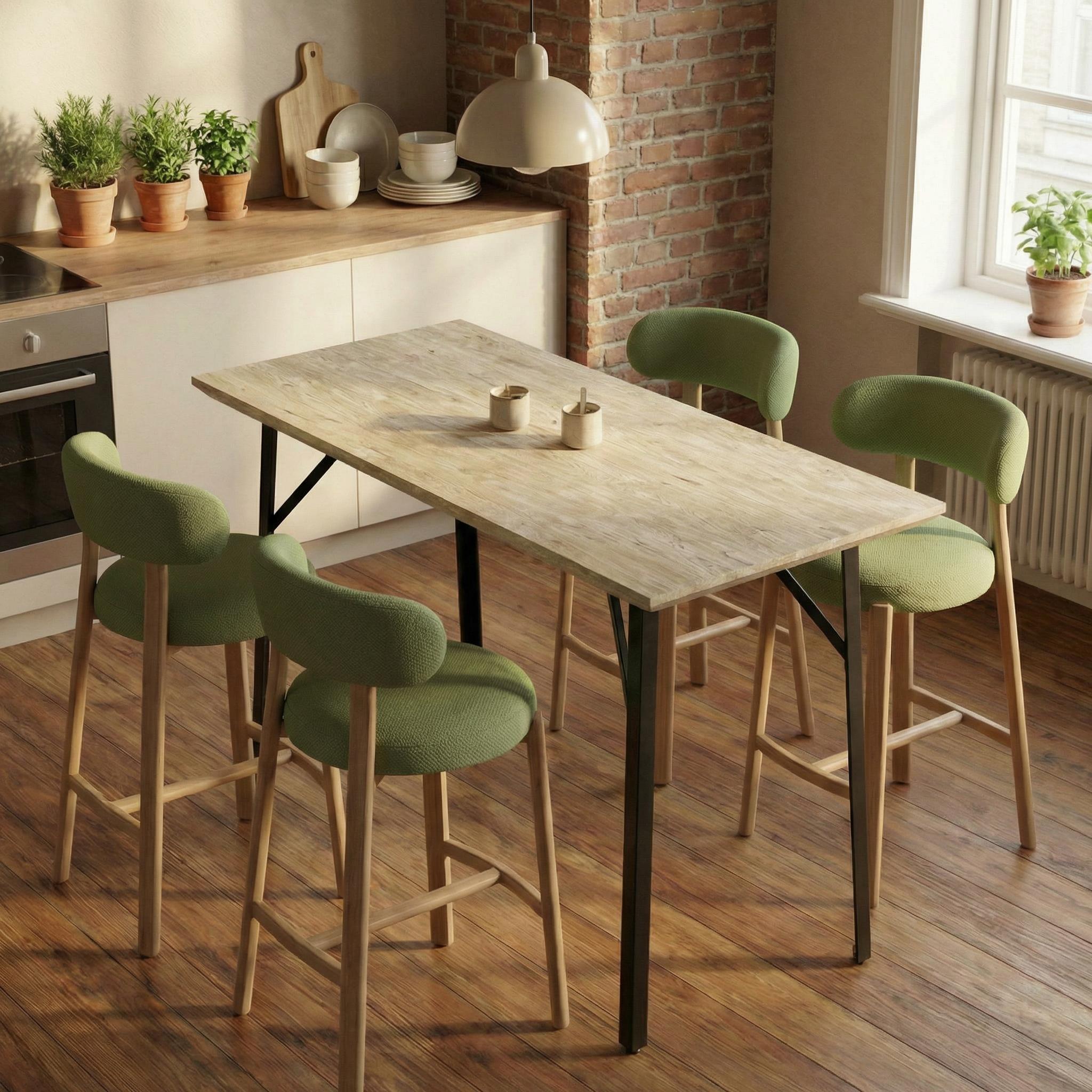 Travertine-Effect Industrial Bar Table - YAZ TRAVERTINE