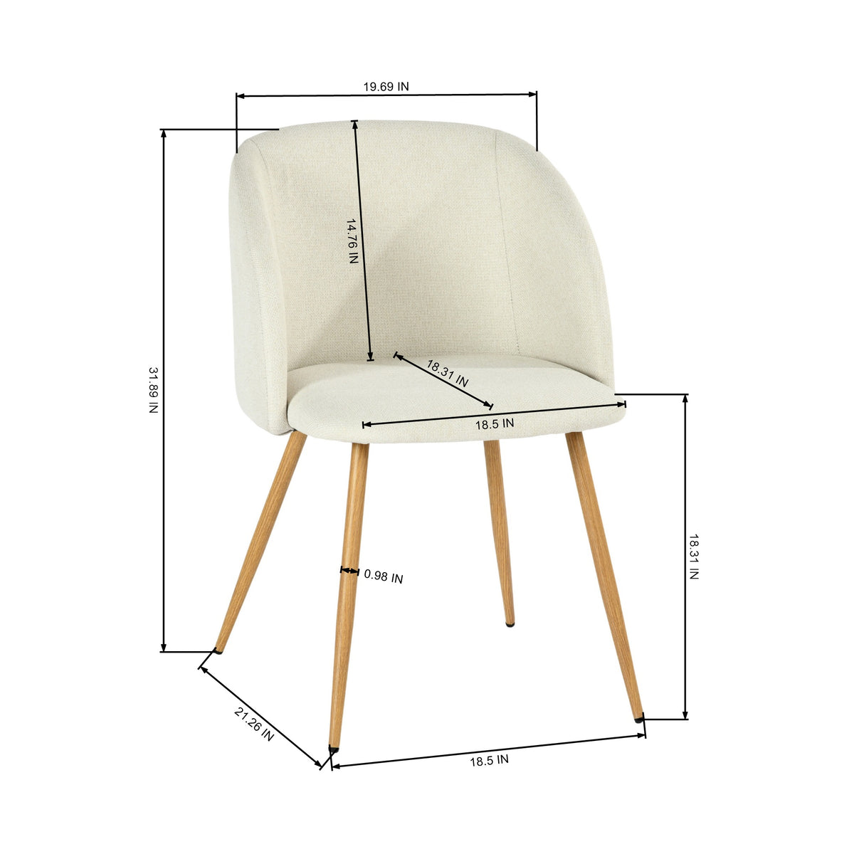 Modern Velvet Dining Chair, Wood Finish - YNEZ FABB BEIGE