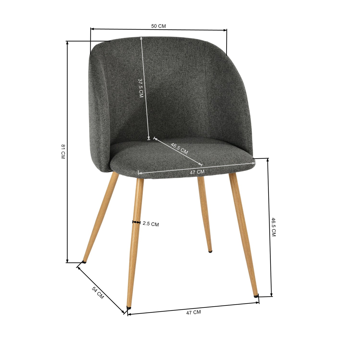 Modern Velvet Dining Chair, Dark Grey Upholstery - YNEZ FABB DARK GREY