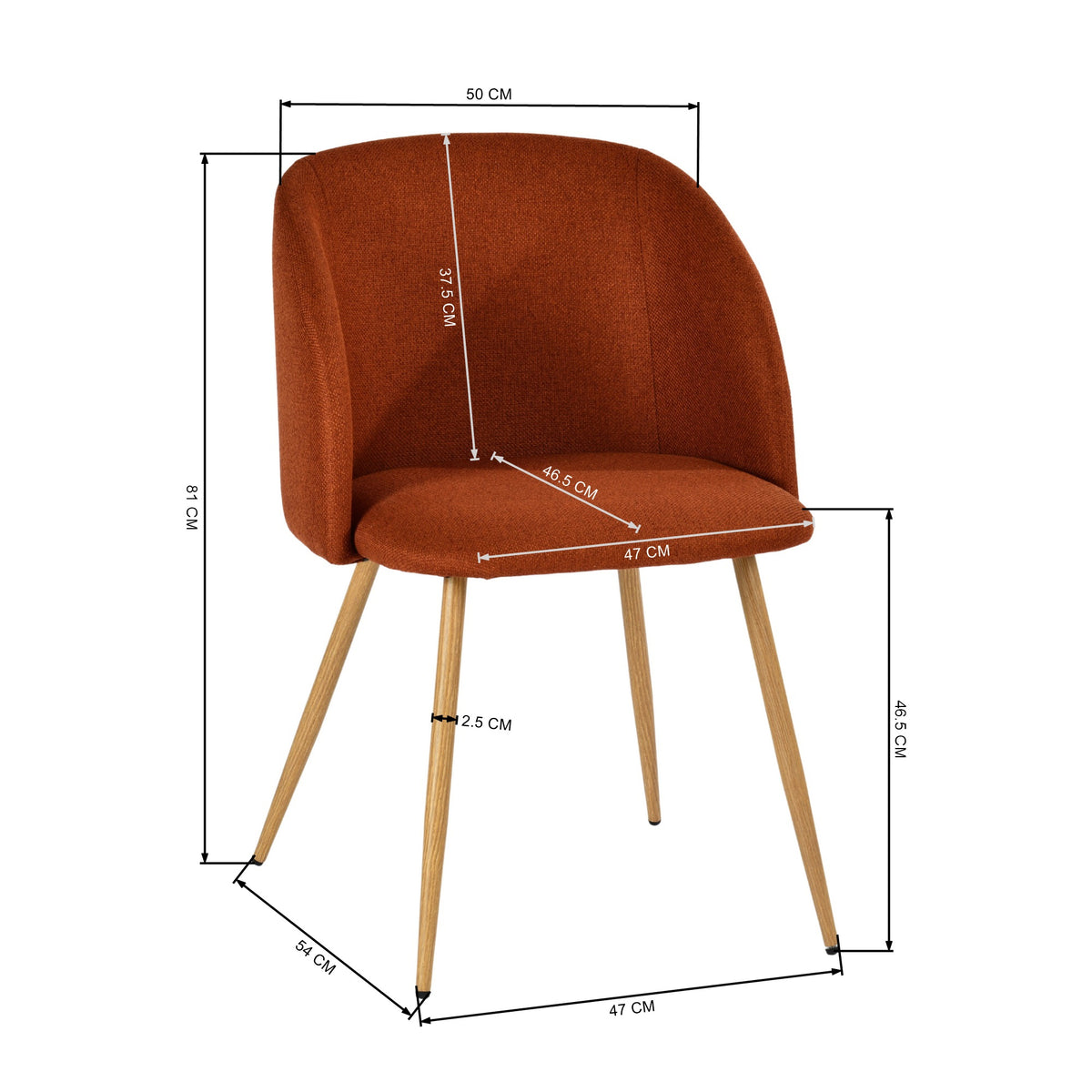 Modern Velvet Dining Chair, Wood Transfer - YNEZ FABB TERRACOTTA