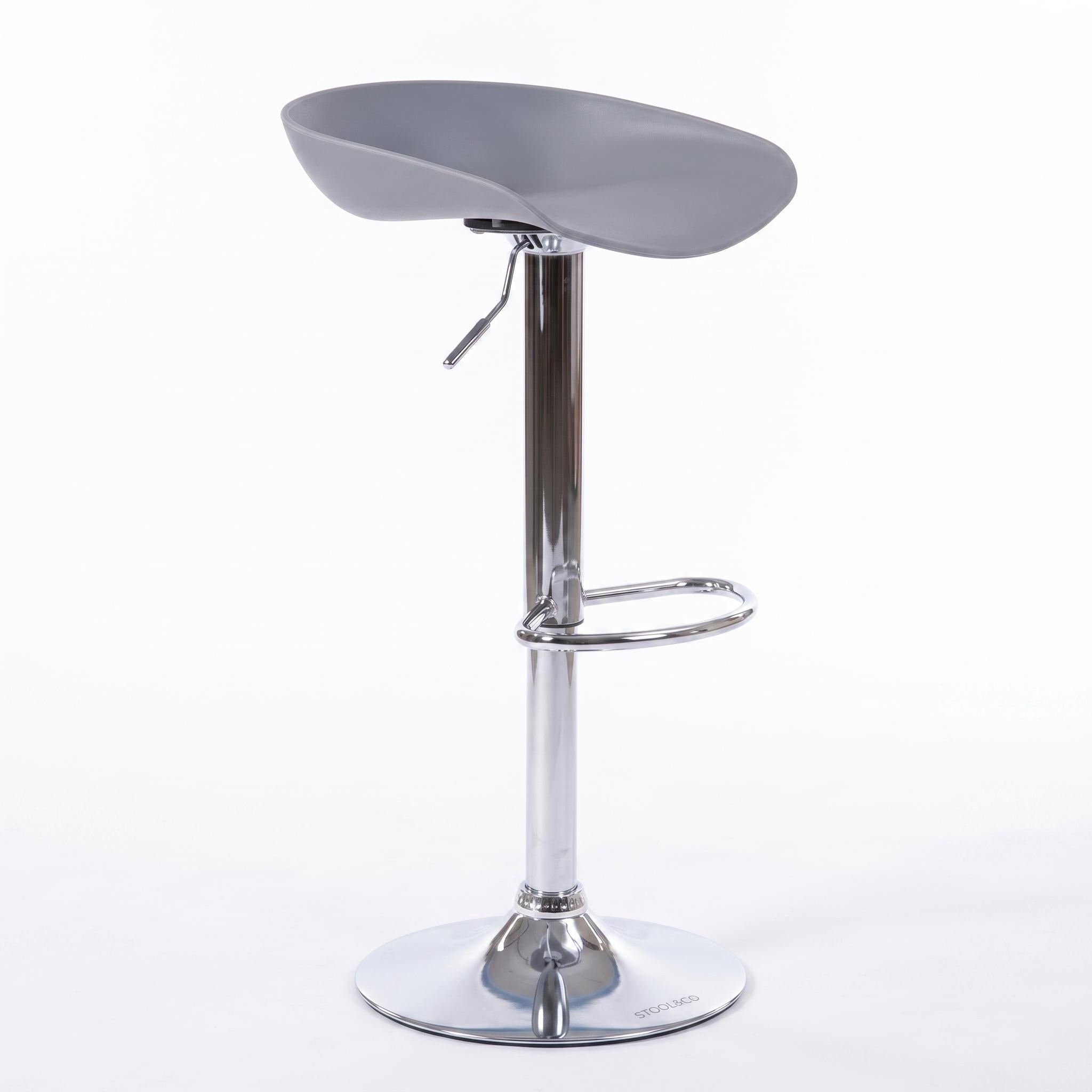 Modern Chrome Bar Stool, Adjustable PP Seat - YORK GREY