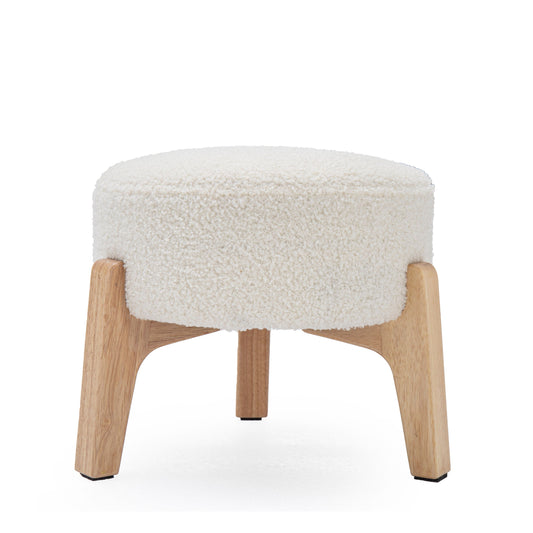 Modern Boucle Ottoman, Wooden Frame - ZECORA