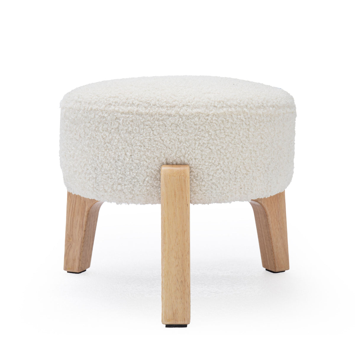 Modern Boucle Ottoman, Wooden Frame - ZECORA