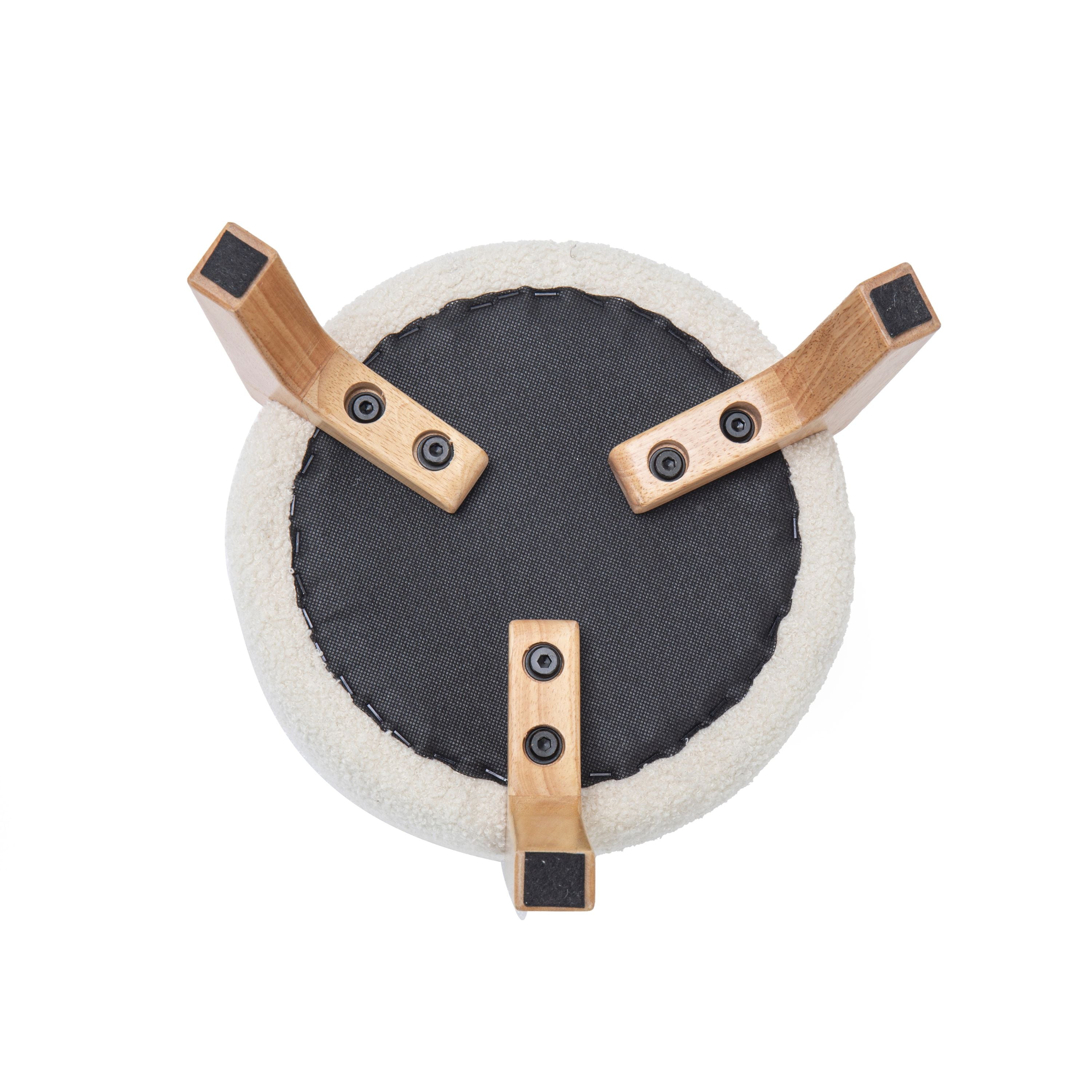 Modern Boucle Ottoman, Wooden Frame - ZECORA