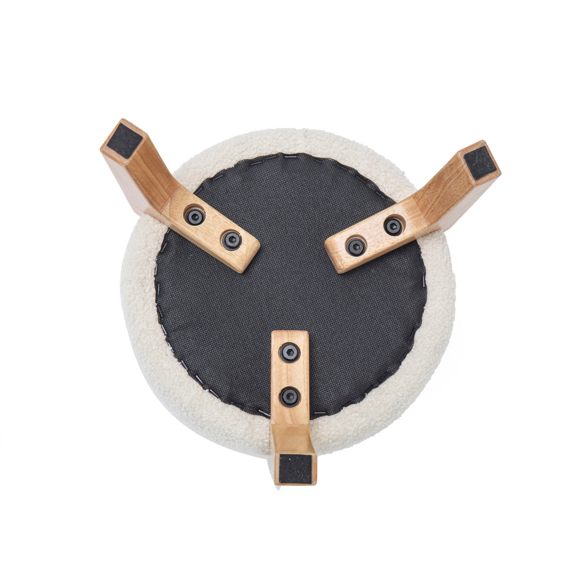Modern Boucle Ottoman, Wooden Frame - ZECORA