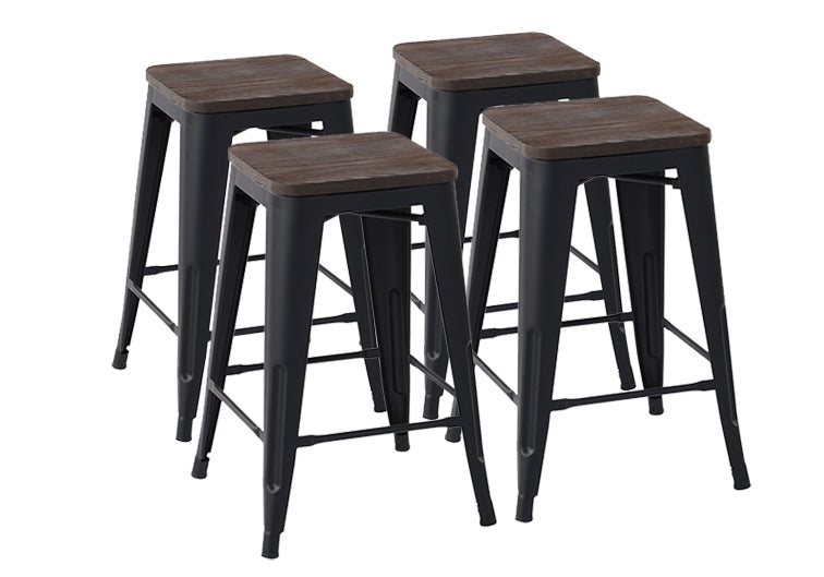 Zolnes Black Wood Bar Stool