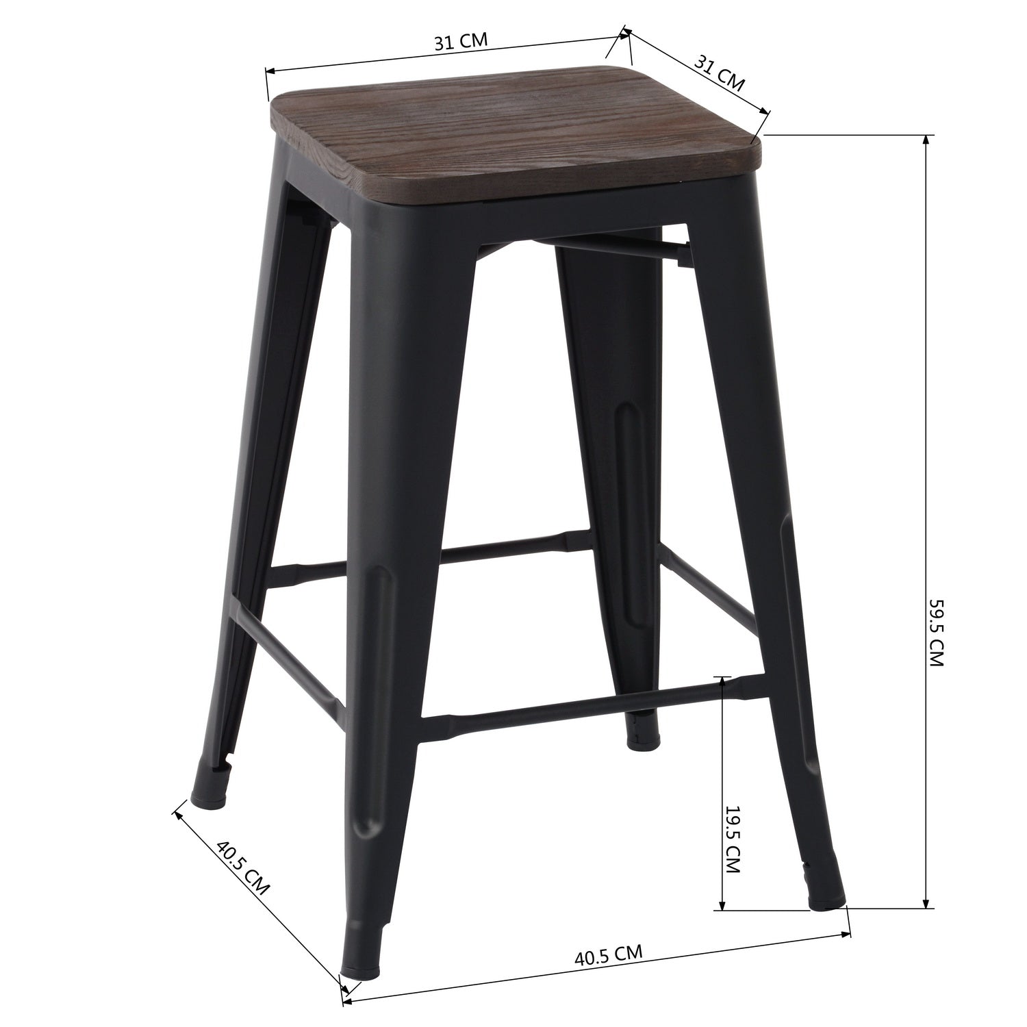 Zolnes Black Wood Bar Stool