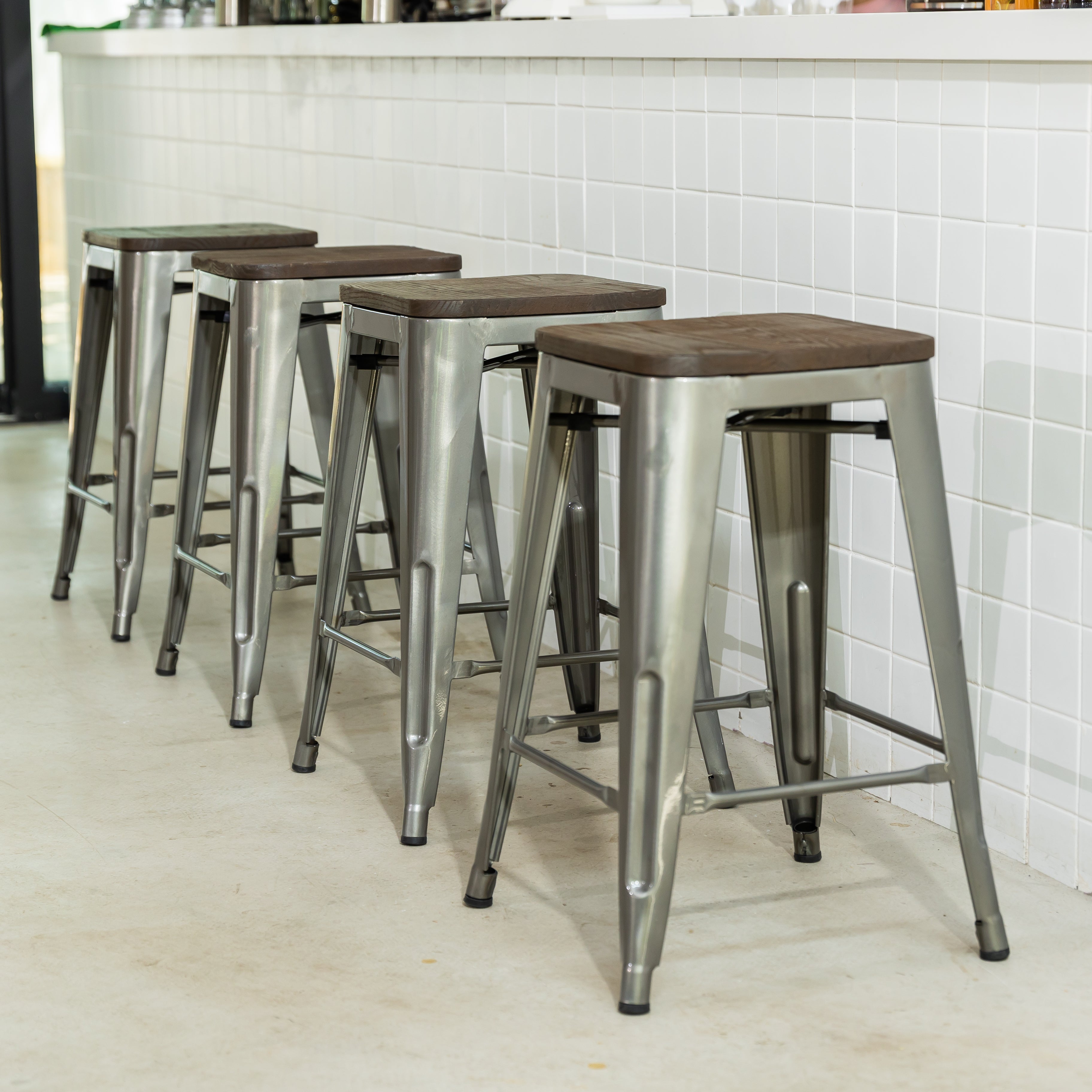 Zolnes Black Wood Bar Stool