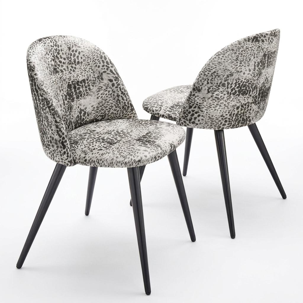 Leopard Velvet Accent, Black Leg Chair - ZOMBA LEOPARD VELVET