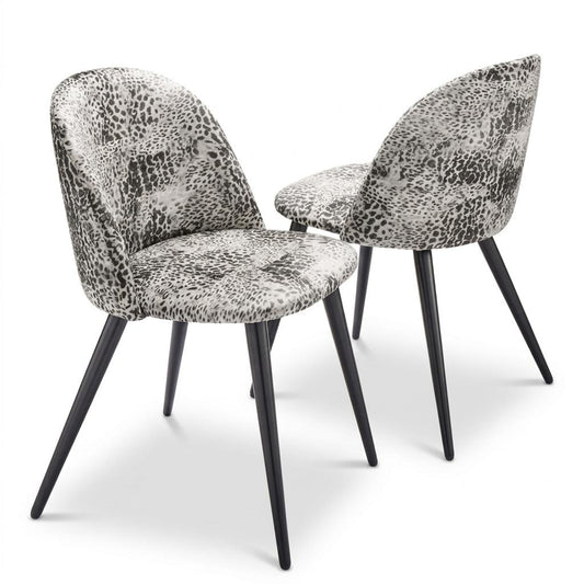 Leopard Velvet Accent, Black Leg Chair - ZOMBA LEOPARD VELVET