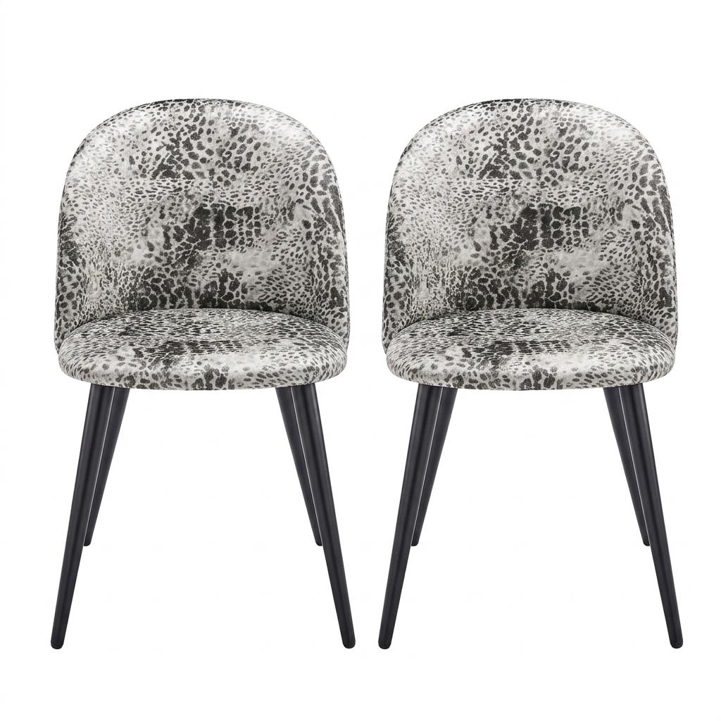 Leopard Velvet Accent, Black Leg Chair - ZOMBA LEOPARD VELVET