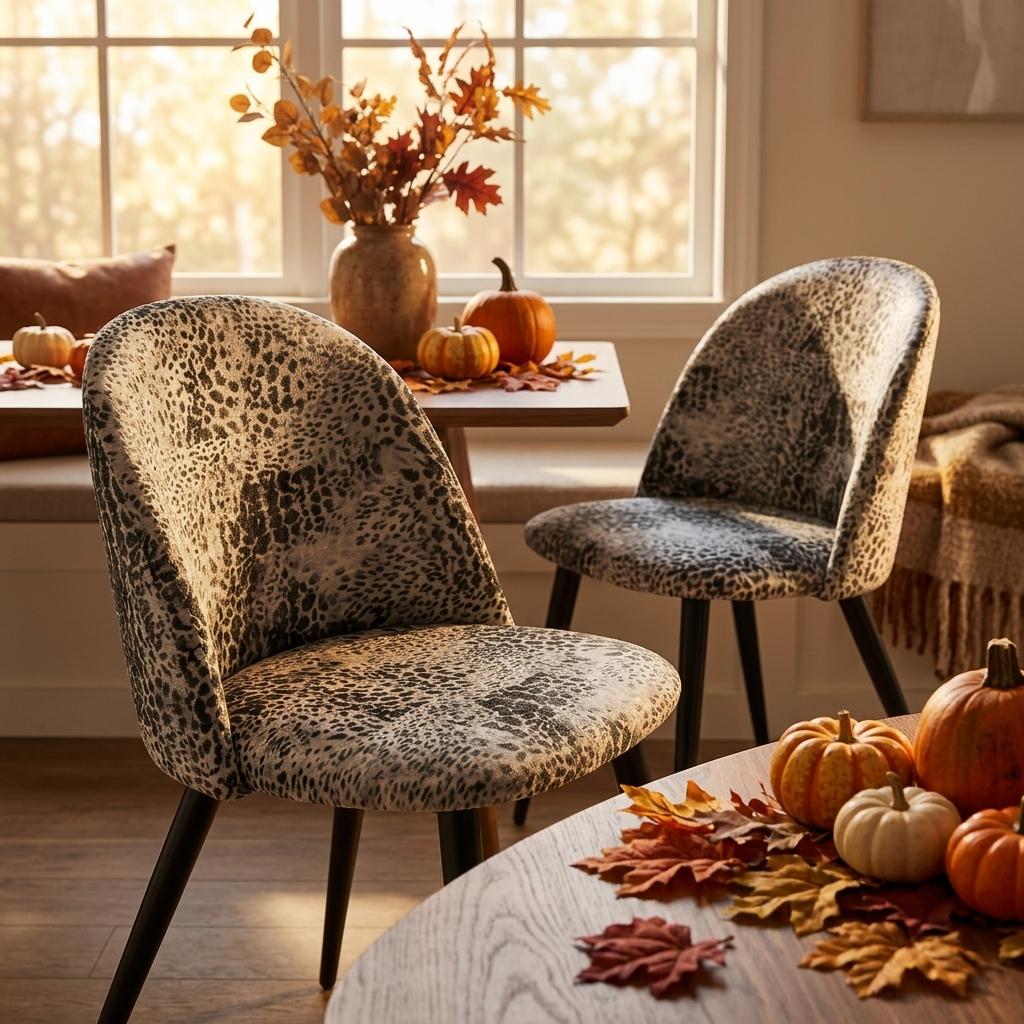 Leopard Velvet Accent, Black Leg Chair - ZOMBA LEOPARD VELVET