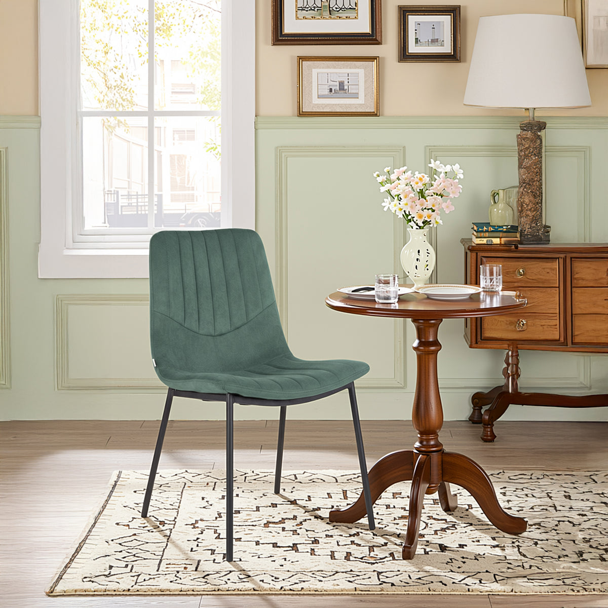Adustiosis Modern Velvet Dining Chair, Black Painted Frame - ZORIX