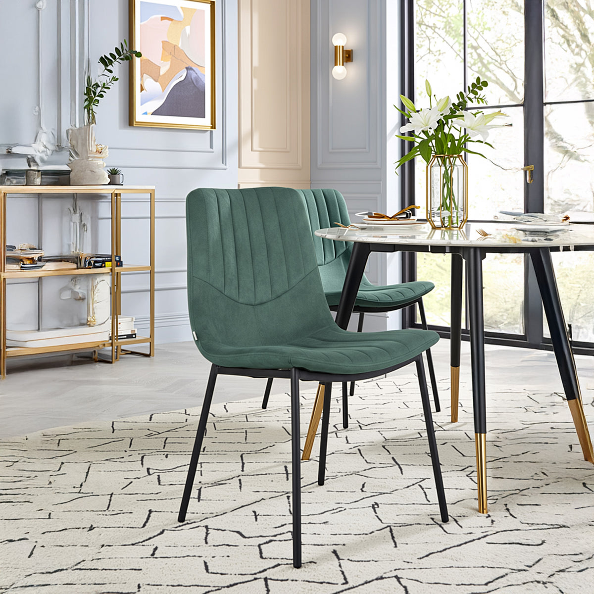 Adustiosis Modern Velvet Dining Chair, Black Painted Frame - ZORIX