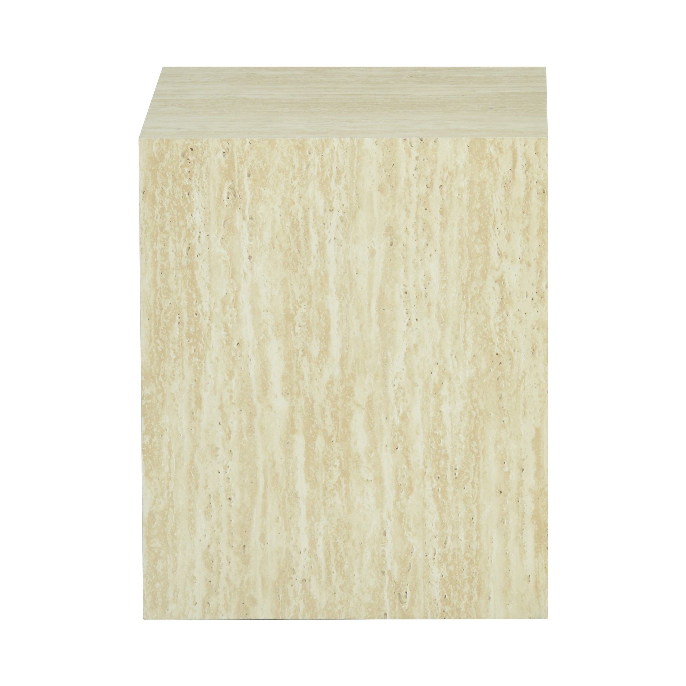 Modern Stone-Look Cube Side Table Minimalist Square End Table - ZUKO