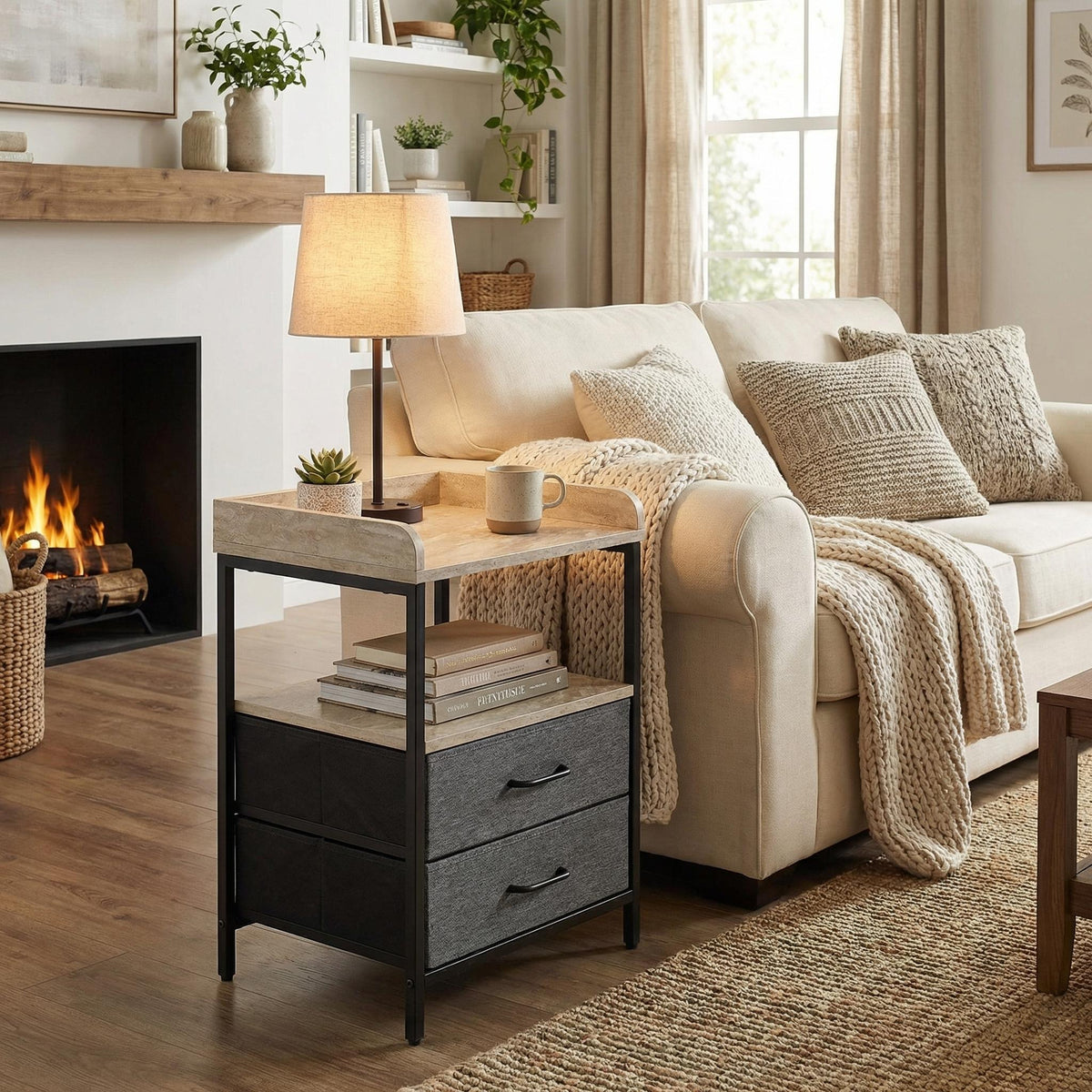 Modern Minimalist End Table, Compact Accent Stand - ZYKO