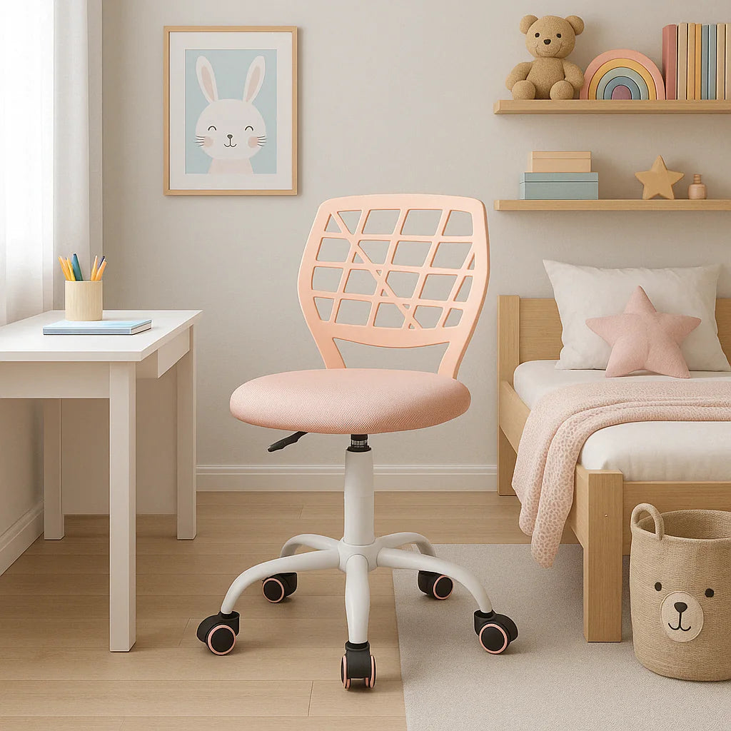 Modern Blush Office Chair, Mesh Seat & Adjustable Base - CARNATION CF PINK