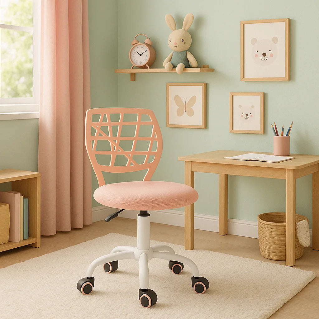 Modern Blush Office Chair, Mesh Seat & Adjustable Base - CARNATION CF PINK