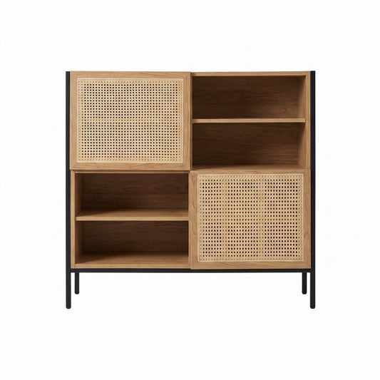 Modern Sideboard, MDF Melamine & PE Rattan - CESKI